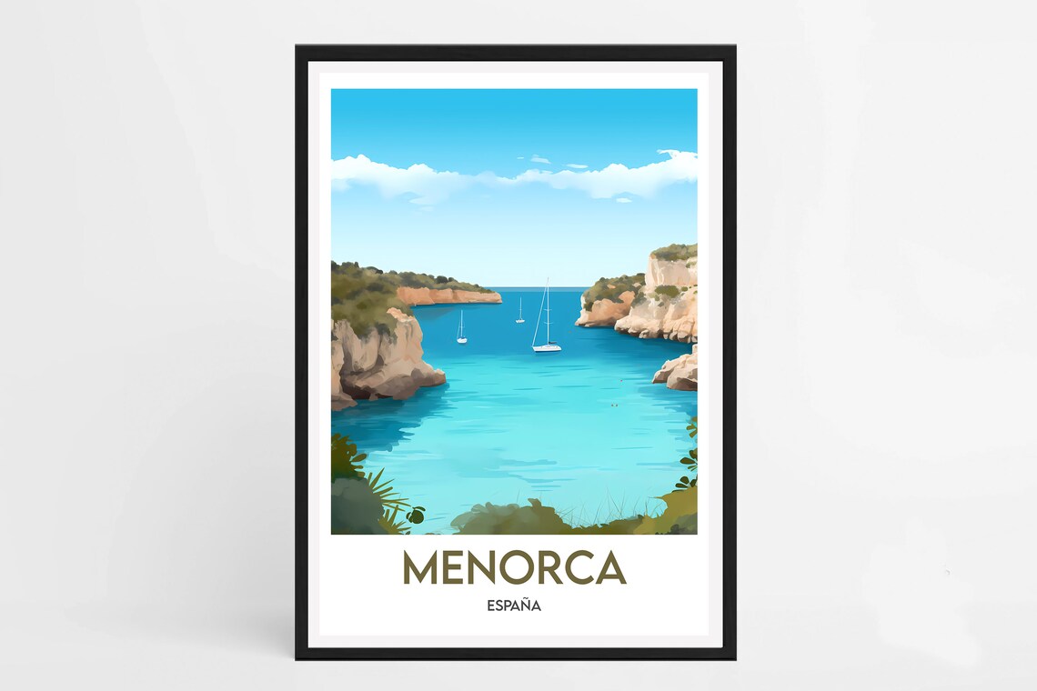 Menorca Minimalist Travel Poster, Spain Art Print