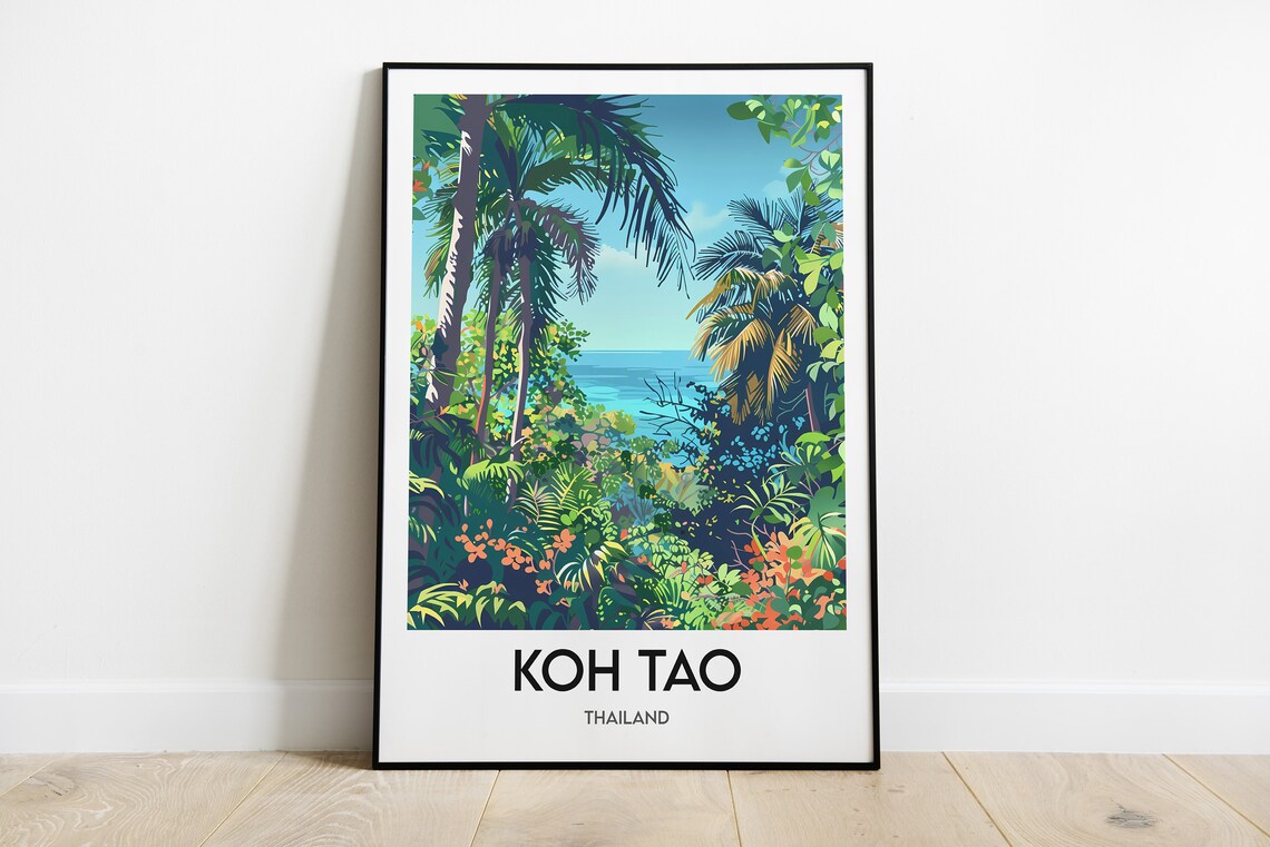 Koh Tao Travel Poster, Thailand Wall Art Print