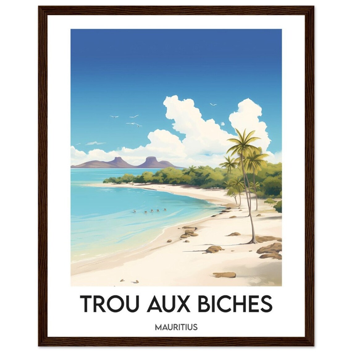 Trou Aux Biches Mauritius White Sand Beach Palm Trees Travel Poster