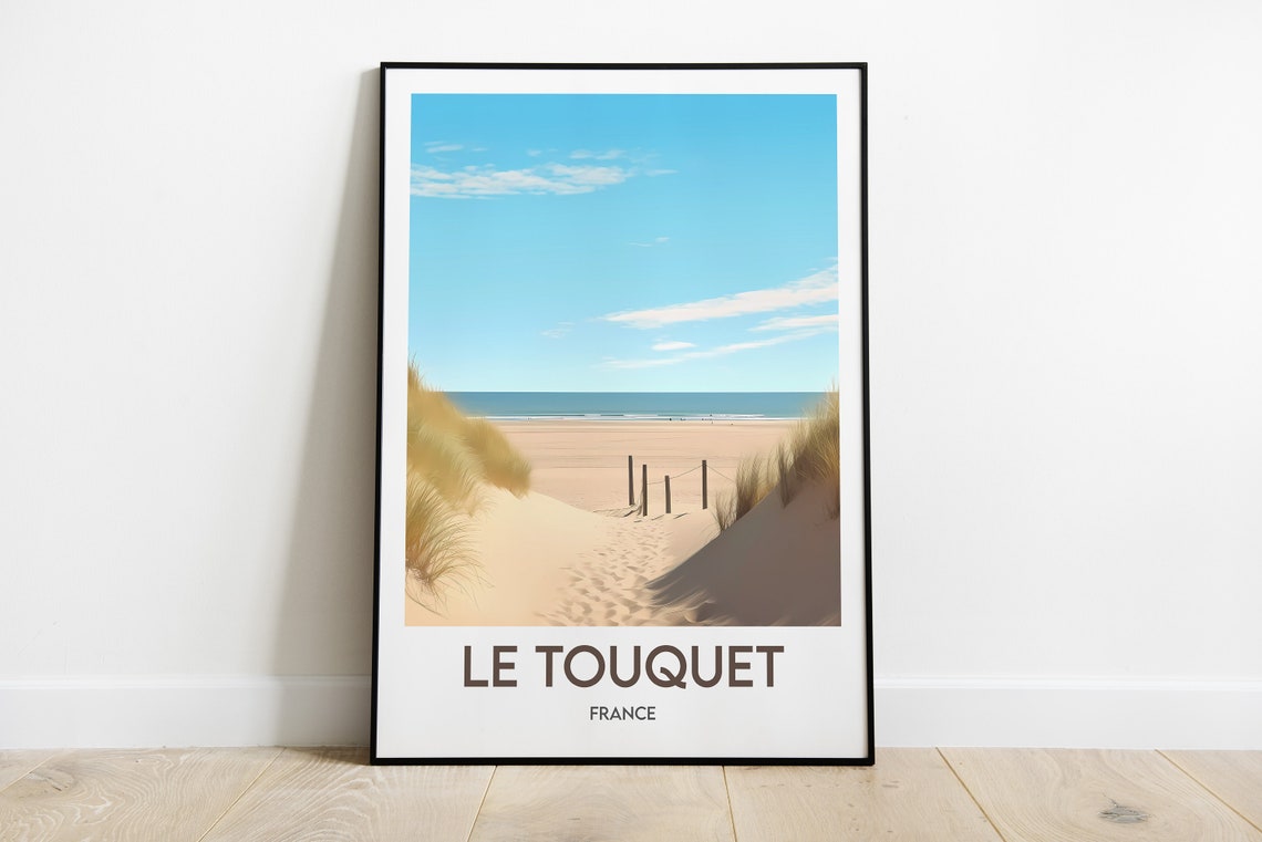 Le Touquet France Sand Dunes Beach Path Minimalist Travel Poster