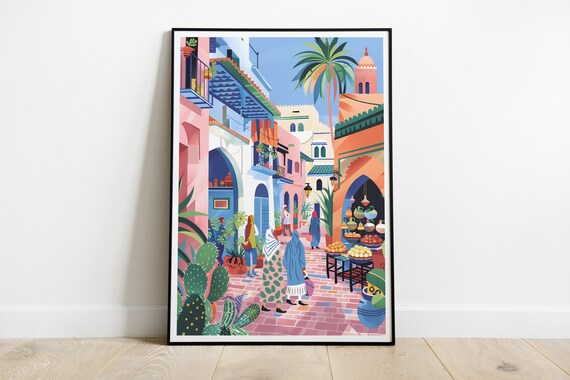 Marrakech Colorful Poster Print Morocco Illustration Artwork