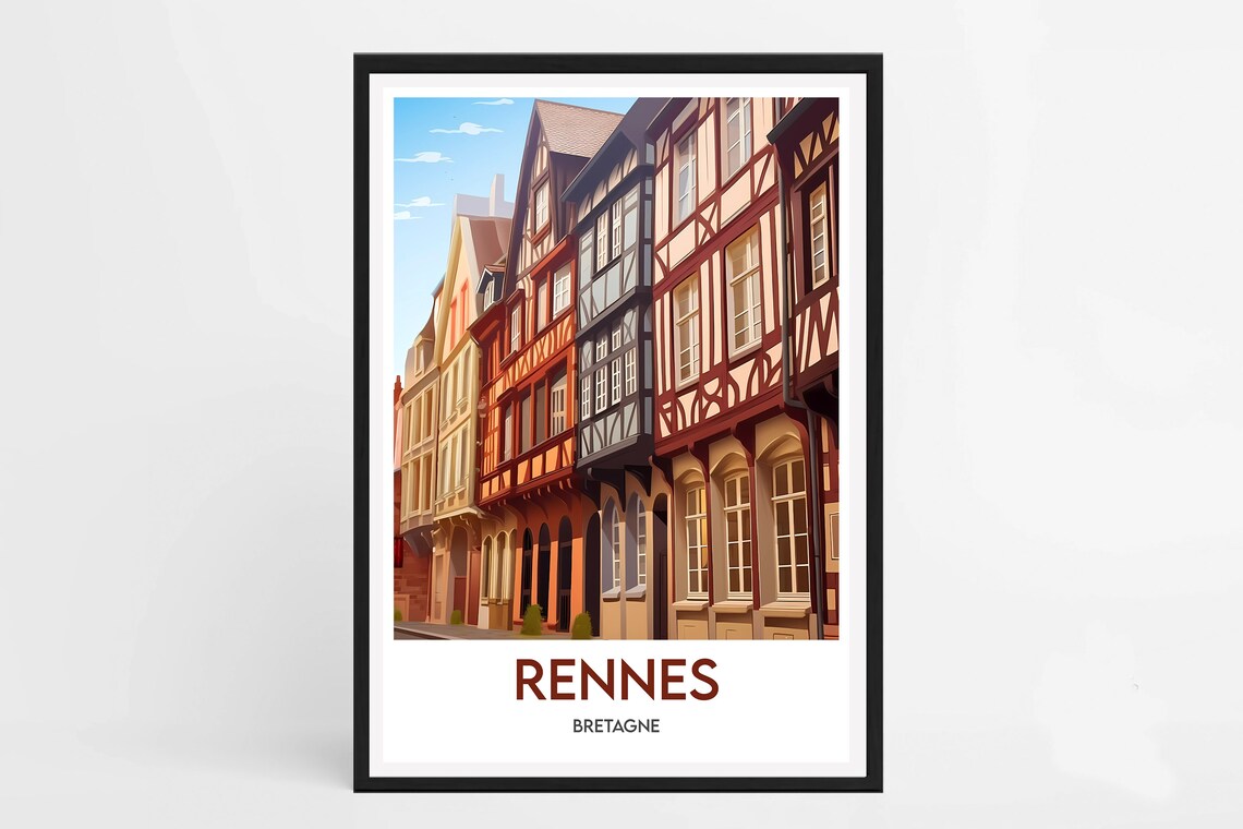 Rennes Poster Minimalist Illustration Of Rennes France Travel Poster Interior Wall Decoration Rennes Poster