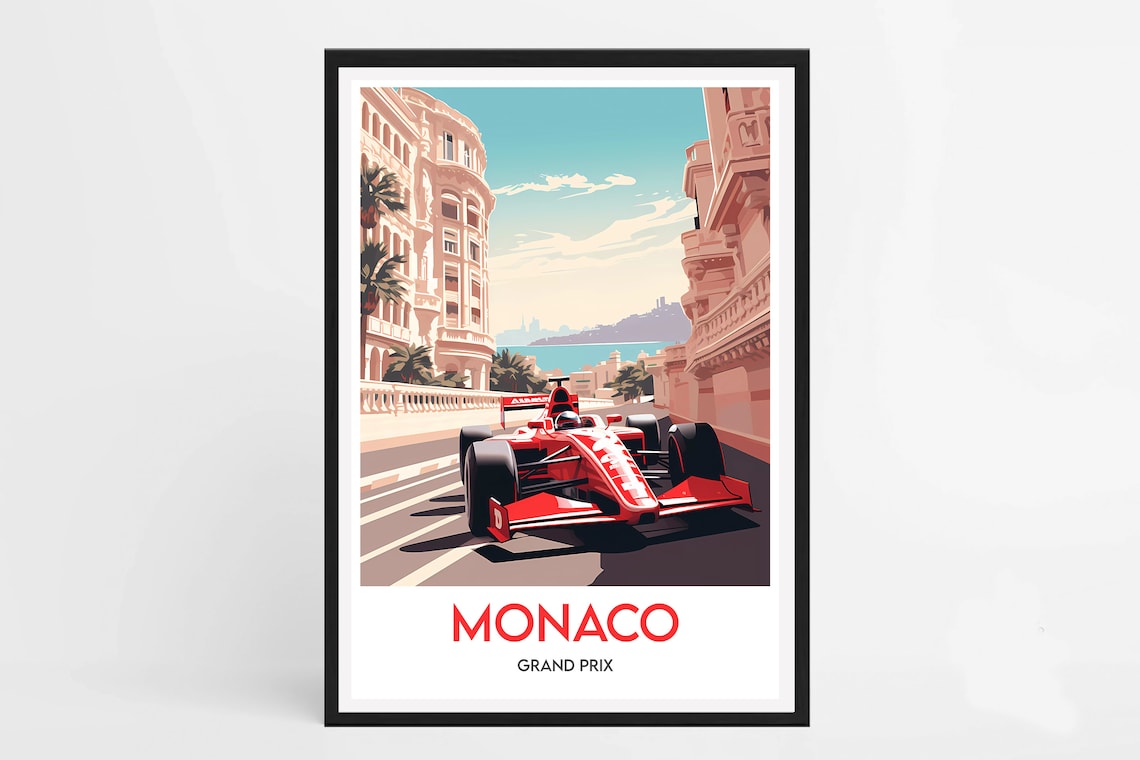Monaco Minimalist Travel Poster, Interior Wall Decor