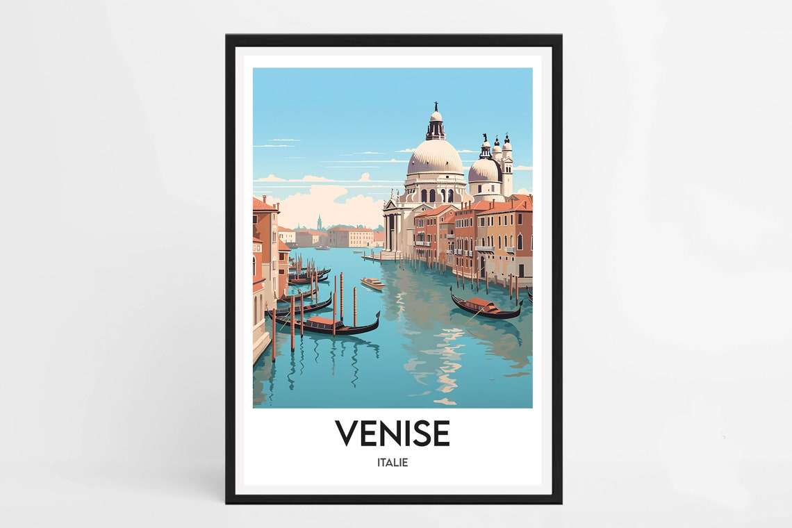 Venice Grand Canal Gondolas Santa Maria della Salute Poster Art