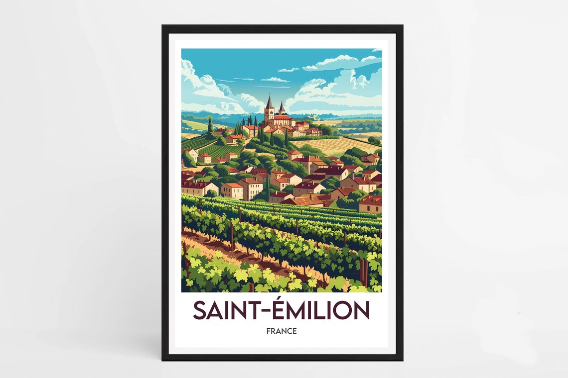Saint Emilion France Medieval Wine Village Vineyards Classic Poster
