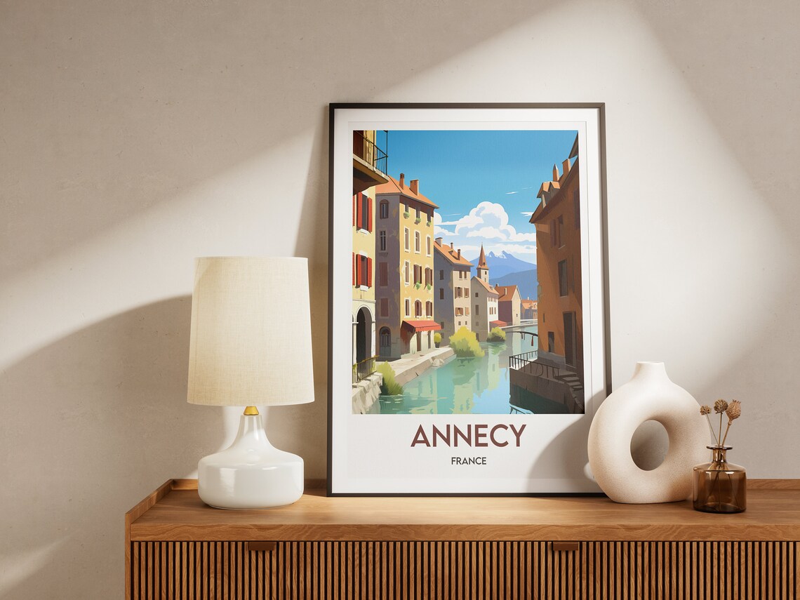 Annecy France Canal Old Town Mountain Backdrop Travel Poster - Image 2