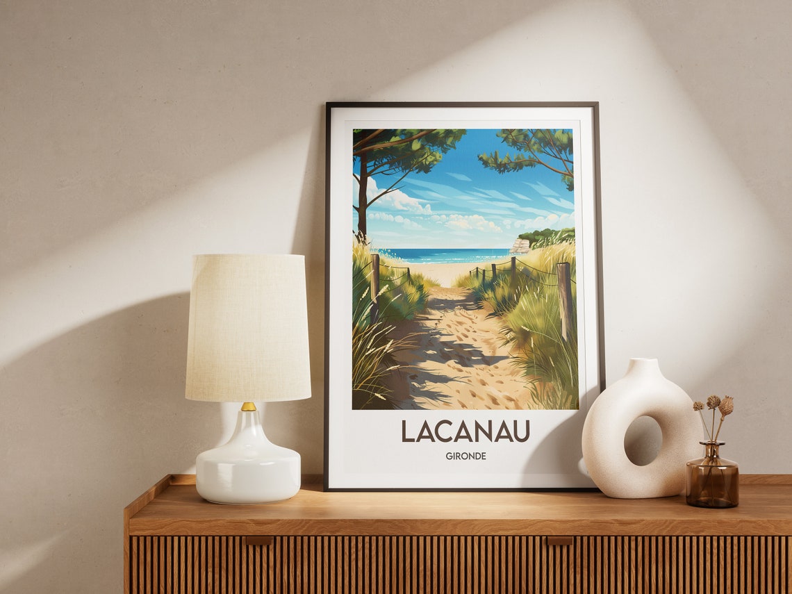 Lacanau Gironde Sandy Dune Path to the Beach Vintage Travel Poster - Image 2