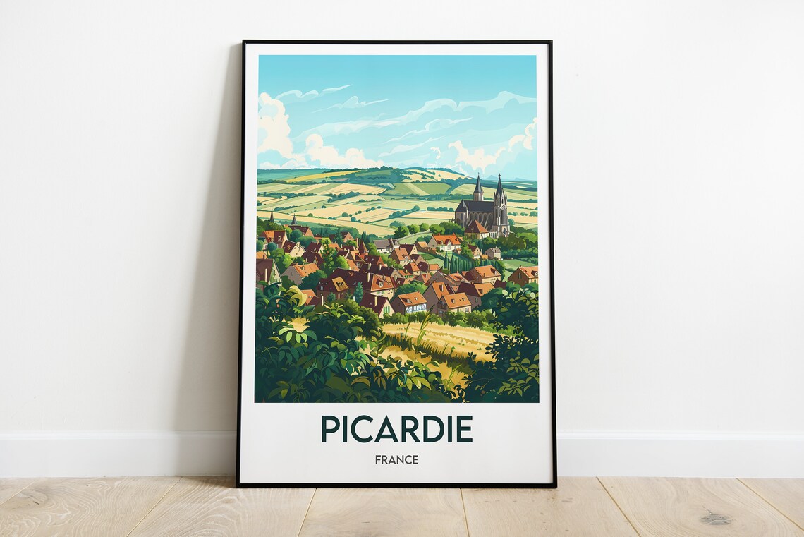 Picardie France Village Church Among Rolling Fields Classic Poster