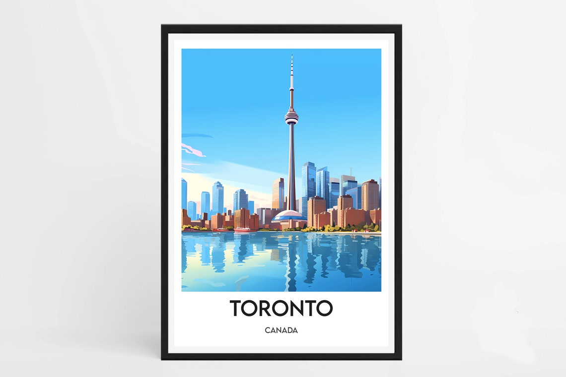 Toronto CN Tower Skyline Harbour Canada City Travel Poster Art