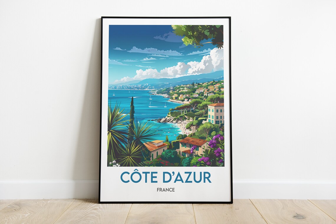 Cote D'Azur Travel Poster, France Travel Poster