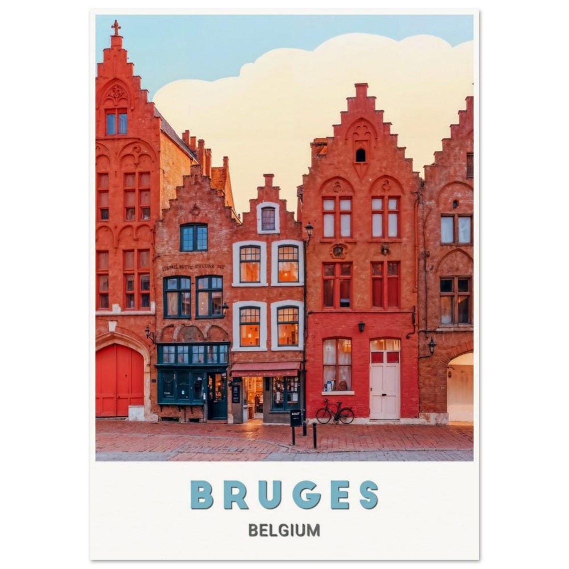Bruges Belgium Flemish Brick Facades Historic Street Photo Poster - Image 2