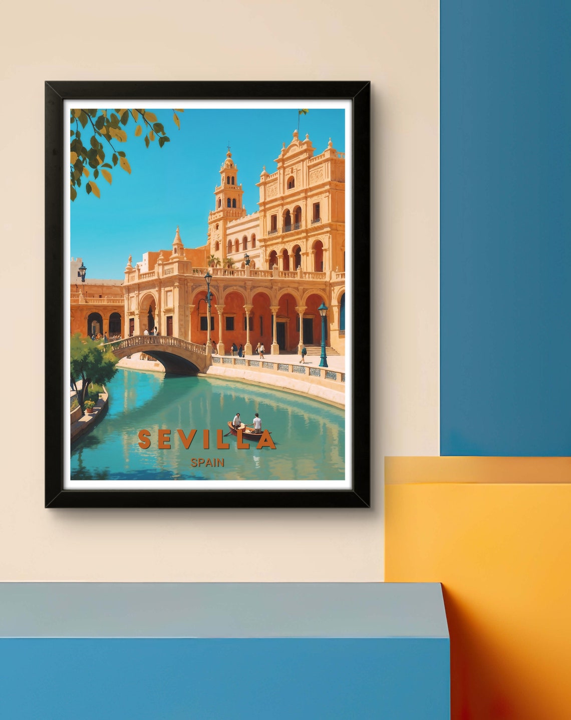 Sevilla Spain Plaza De Espana Vintage Retro Travel Poster Art