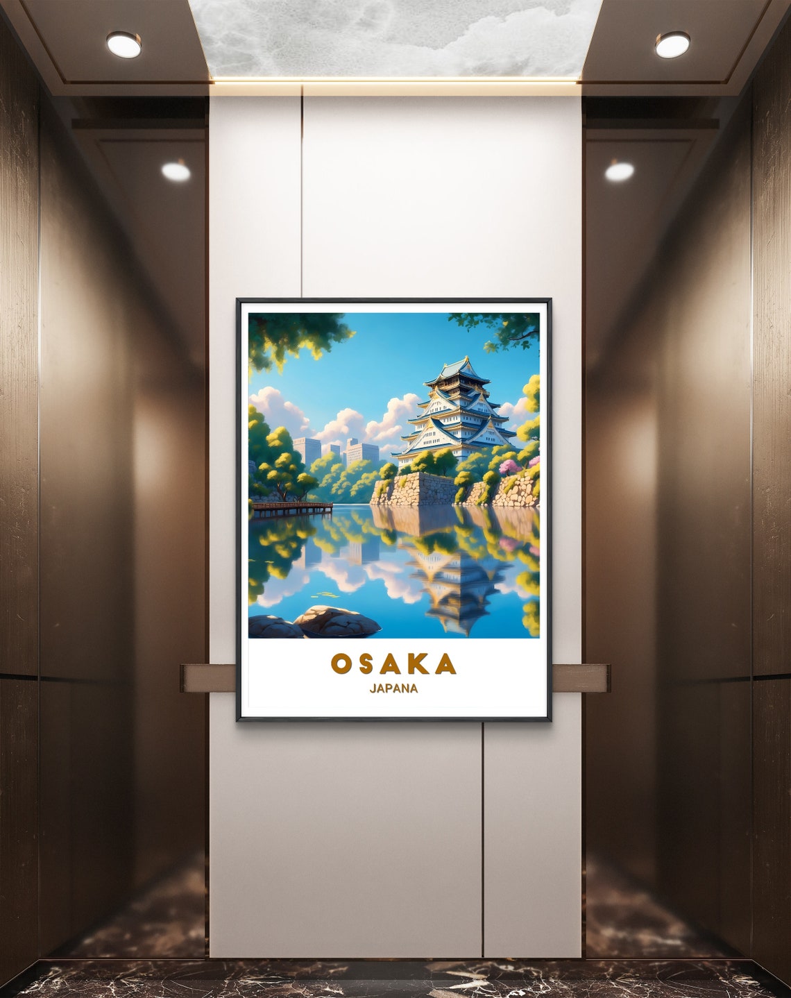 Osaka Japan Castle Moat Reflection Daytime Travel Art Poster - Image 3