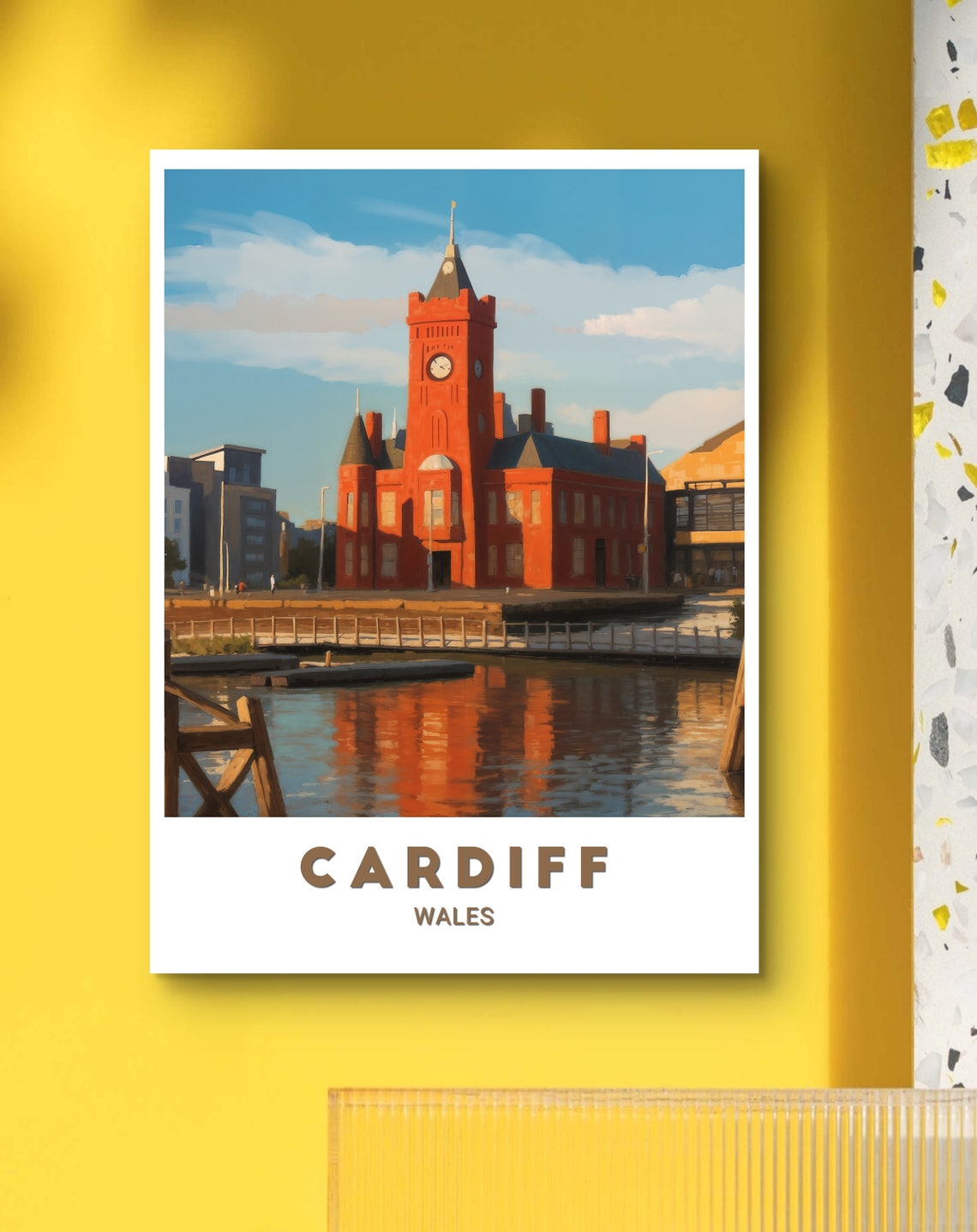 Cardiff Wales Pierhead Building Waterfront Reflection Poster - Image 3