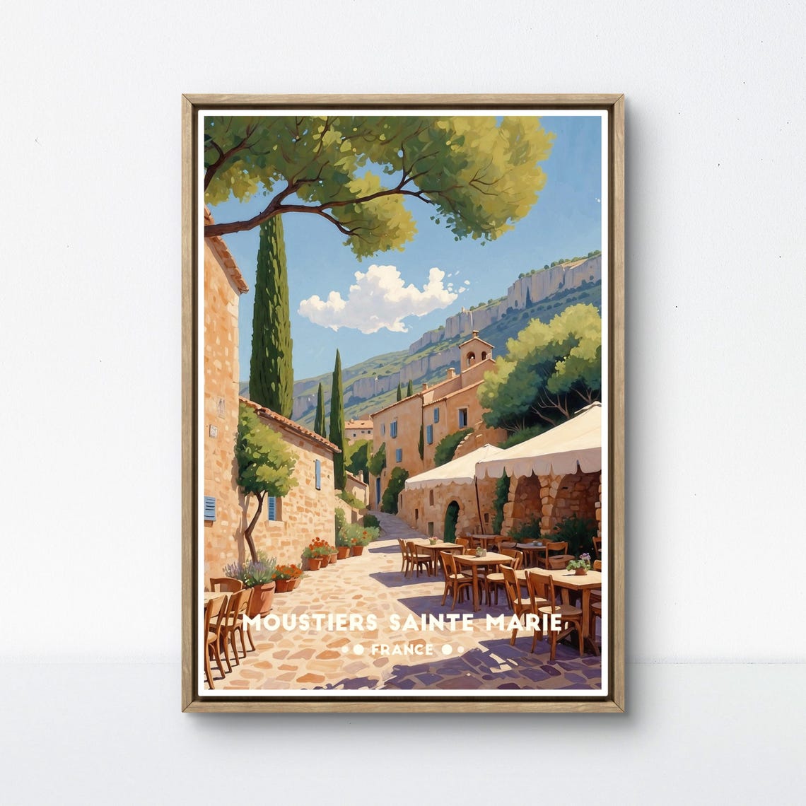Moustiers Sainte Marie Vintage Poster Provence France Art Scenic Village Street Wall Decor Moustiers Sainte Marie Wall Art