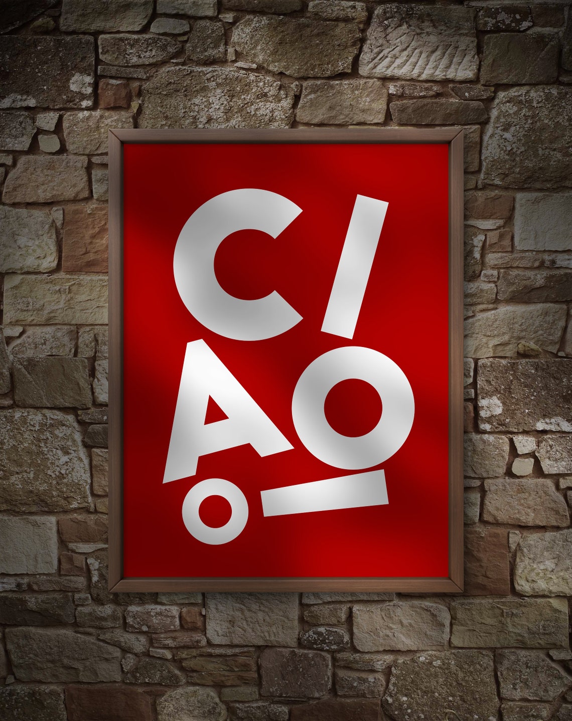 Ciao Red White Offset Letters Bold Modern Statement Art Poster
