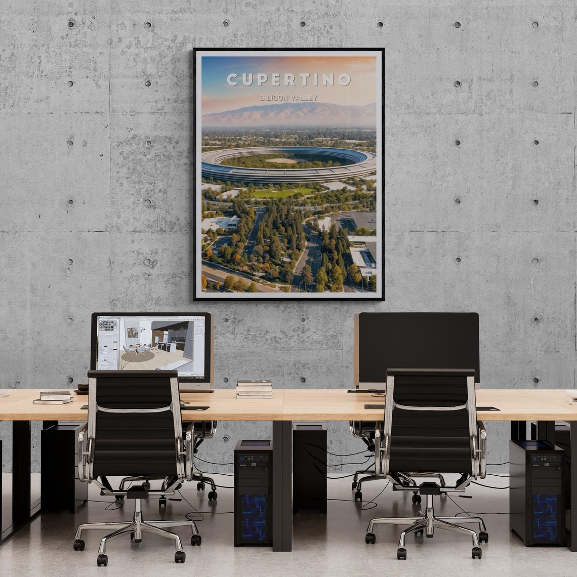 Cupertino Apple Park Aerial Silicon Valley California Travel Poster - Image 3