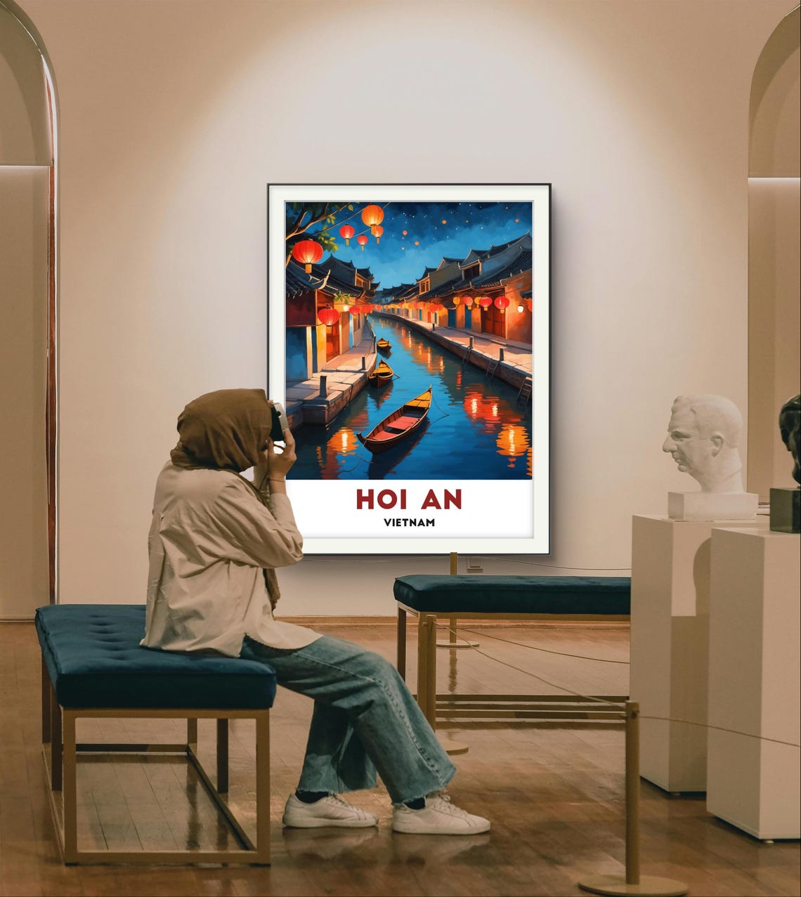 Hoi An Vietnam Night Lantern Canal Boats Old Town Waterway Poster - Image 3