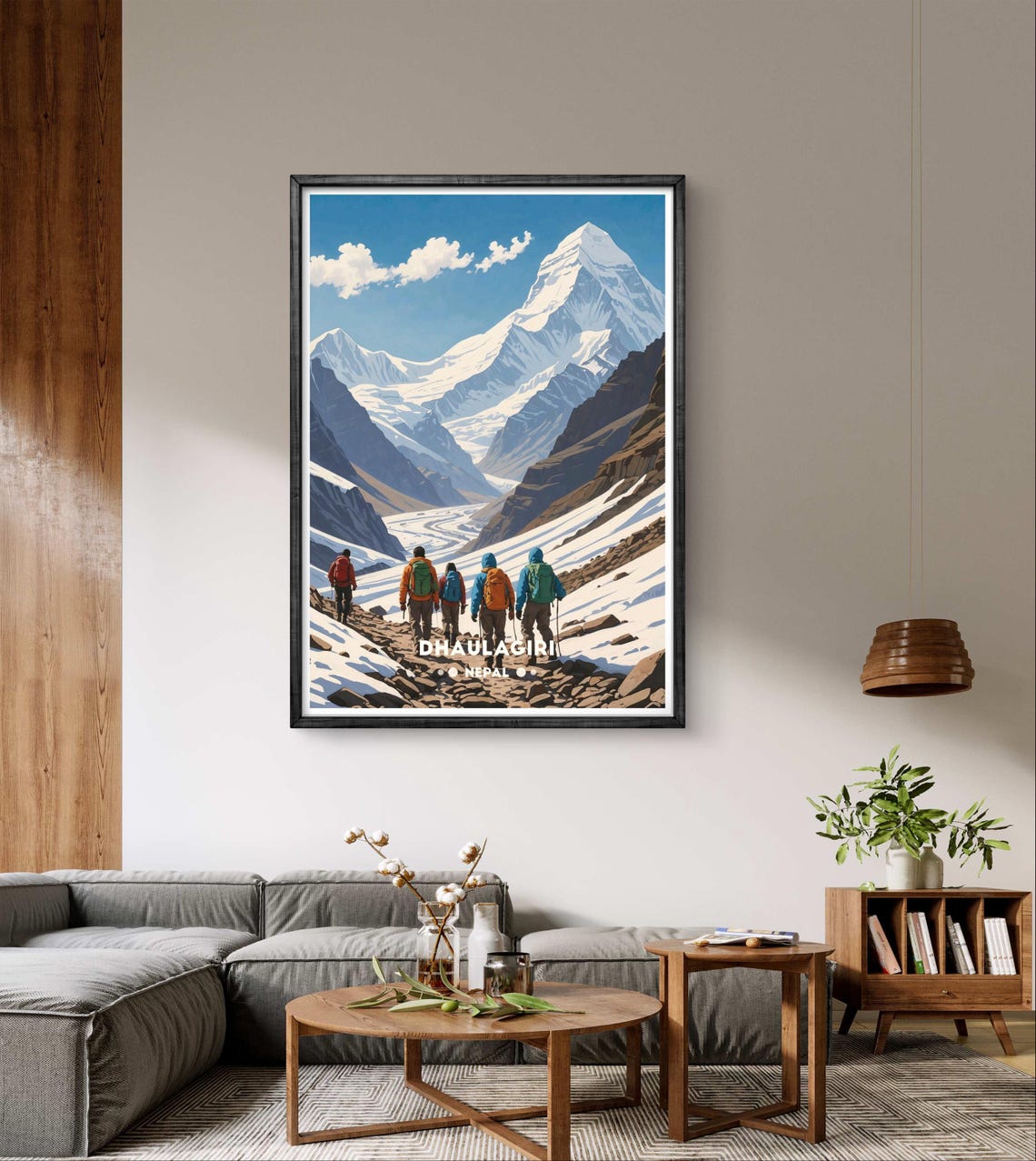 Dhaulagiri Nepal Trekking Team Colorful Packs Mountain Trail Poster - Image 4