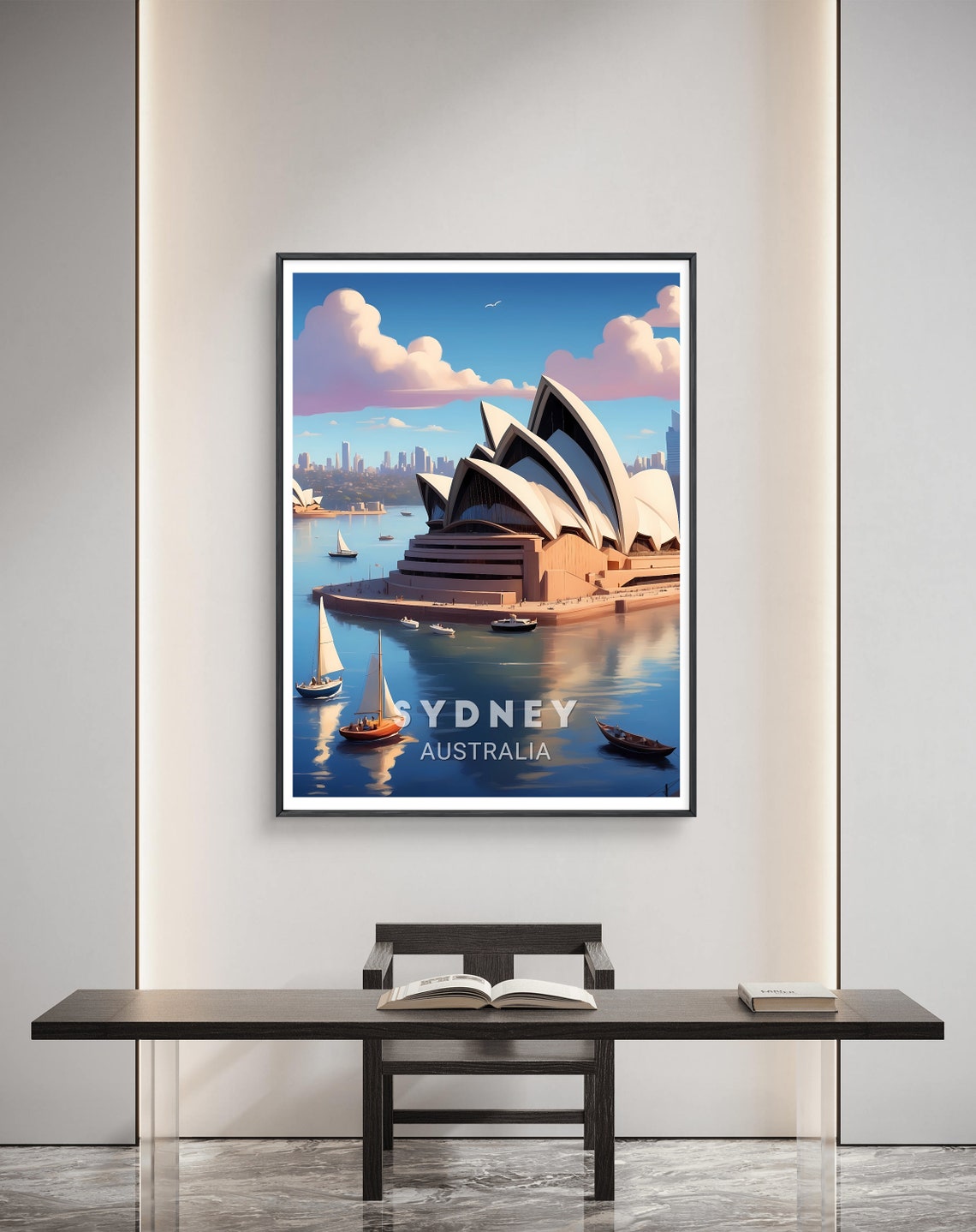 Sydney Australia Opera House Harbor Sailboat Travel Wall Poster - Image 3
