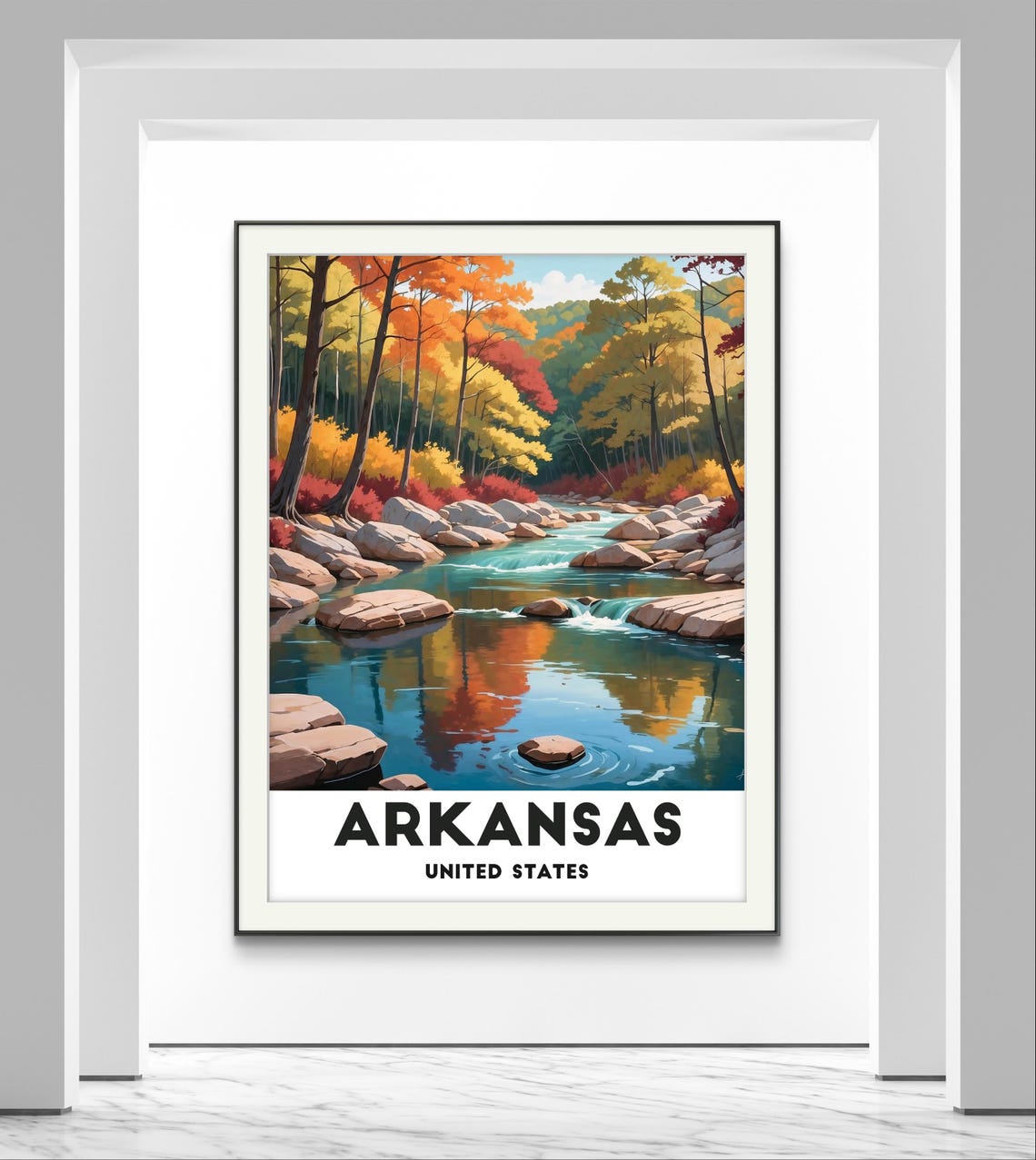 Arkansas United States Autumn River Forest Colorful Fall Art Poster - Image 2
