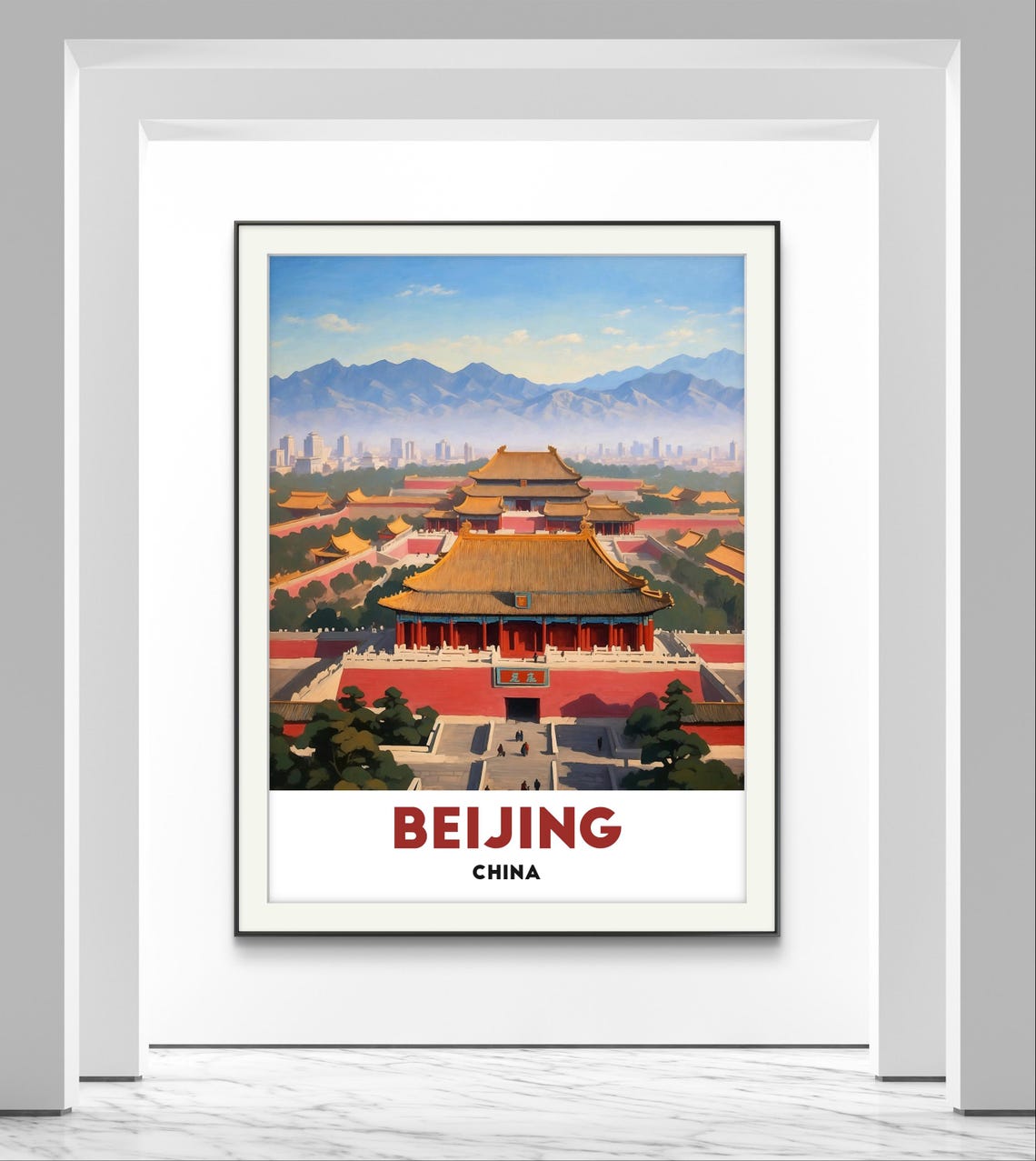 Beijing China Forbidden City Golden Roofs Aerial View Travel Poster - Image 3