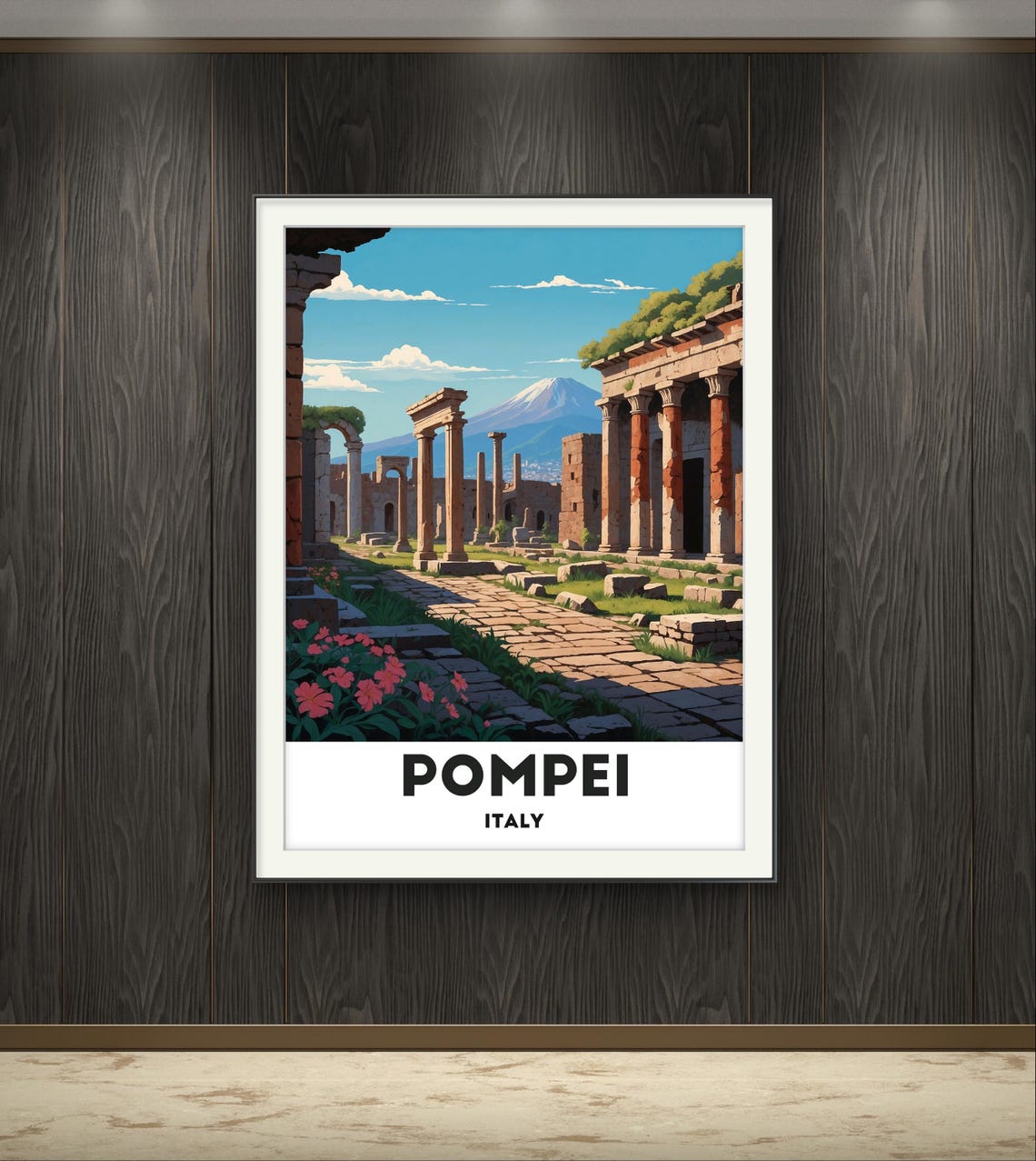 Pompei Italy Ancient Roman Ruins With Vesuvius Mountain View Poster - Image 2