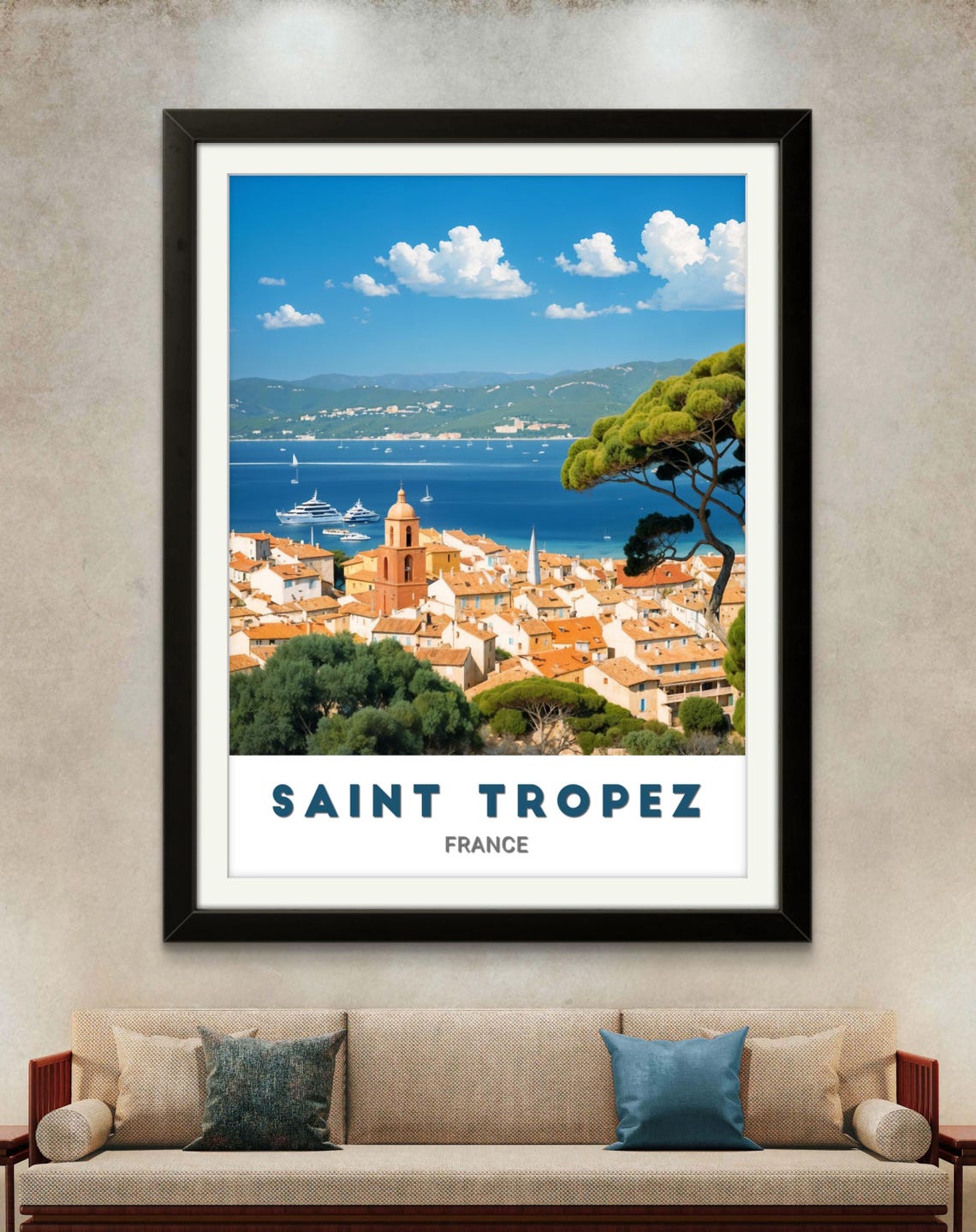 Saint Tropez France Harbor Yachts Vintage Mediterranean Travel Poster - Image 2