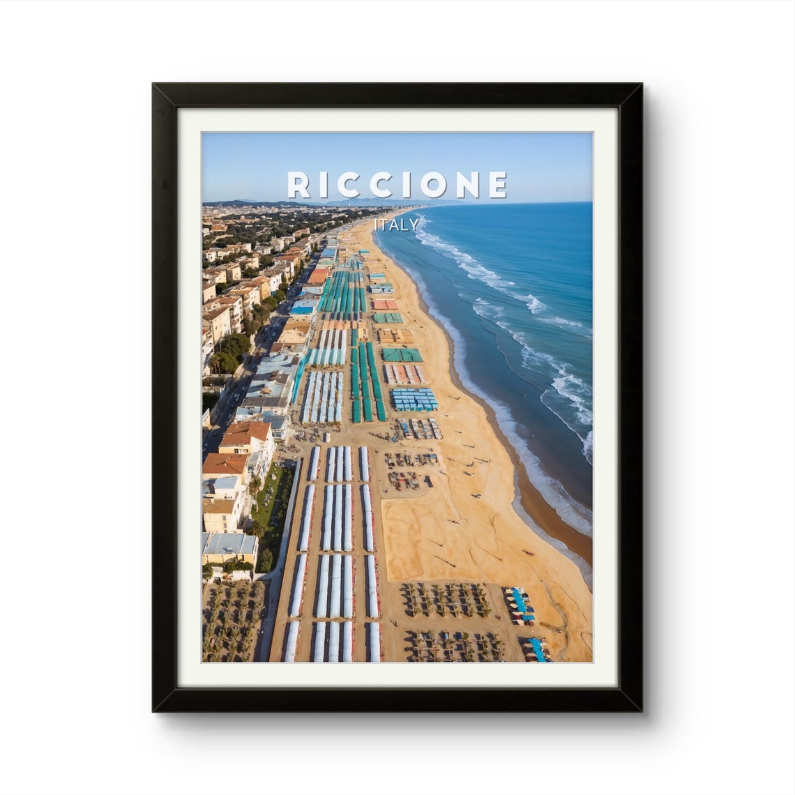 Riccione Italy Aerial Beach Rows Adriatic Sea Coastline Poster - Image 2