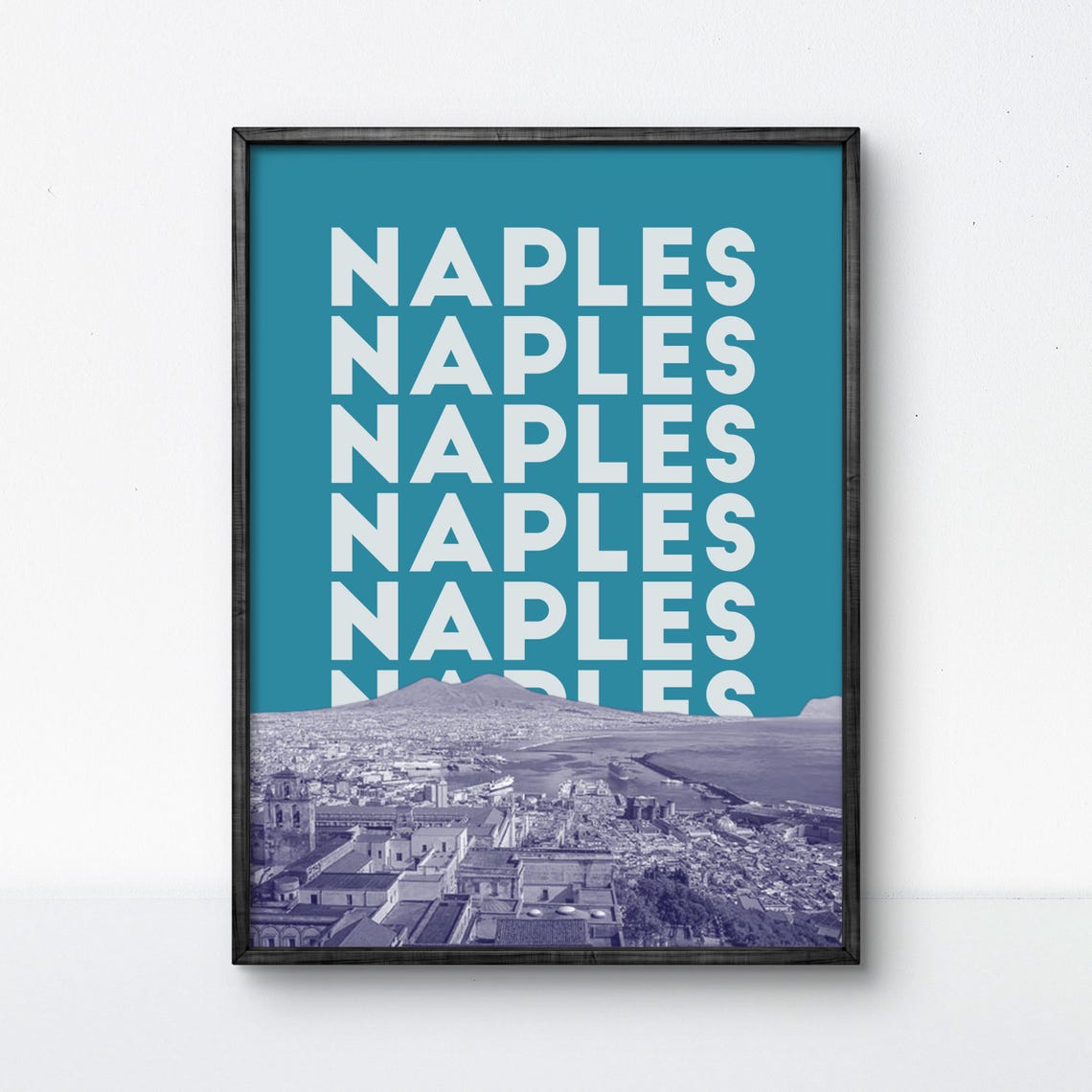 Naples Poster With Bold Typography And Scenic View For Modern Wall Art And Travel Enthusiasts