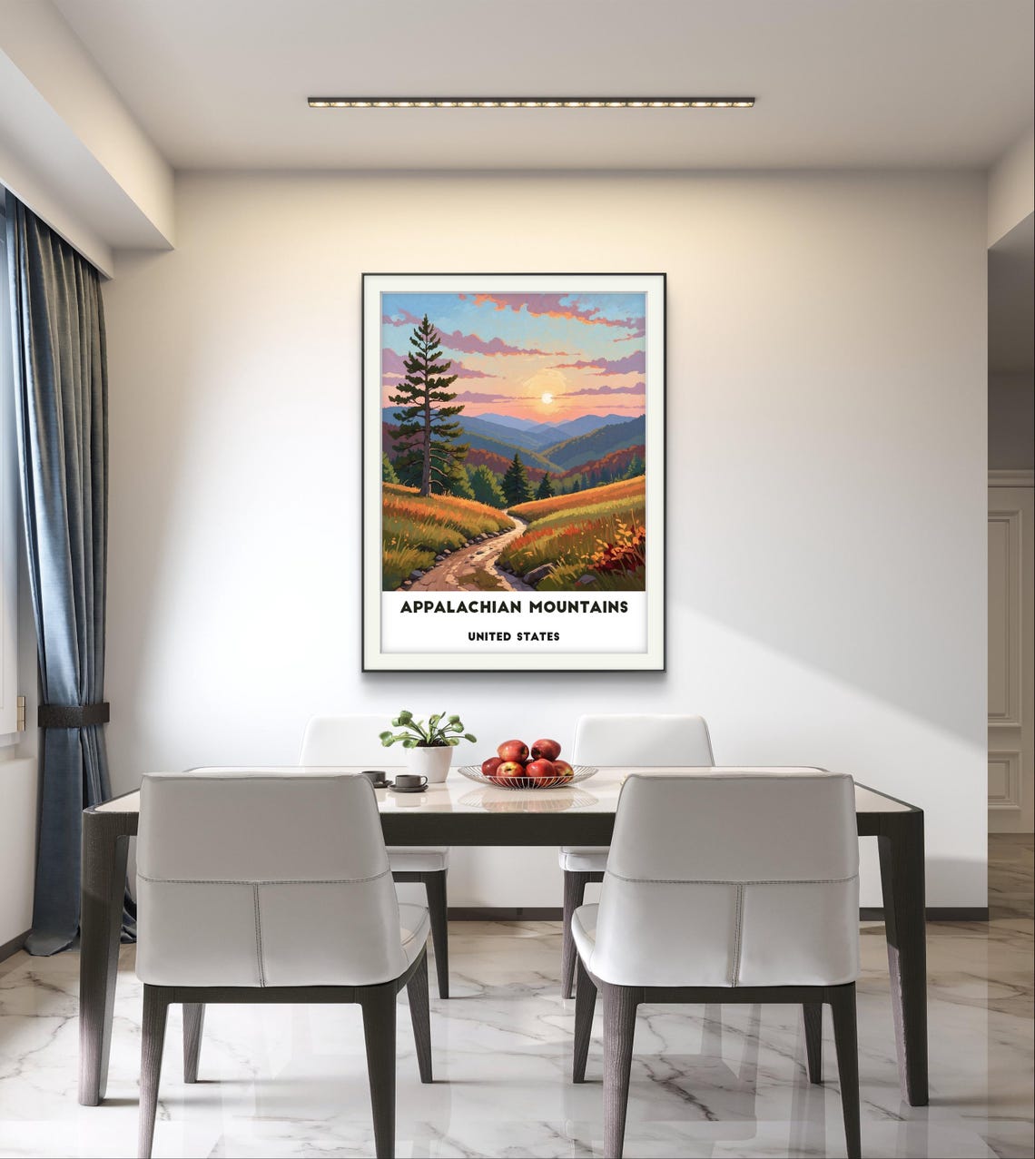 Appalachian Mountains Sunset Trail Golden Valley Travel Poster - Image 2