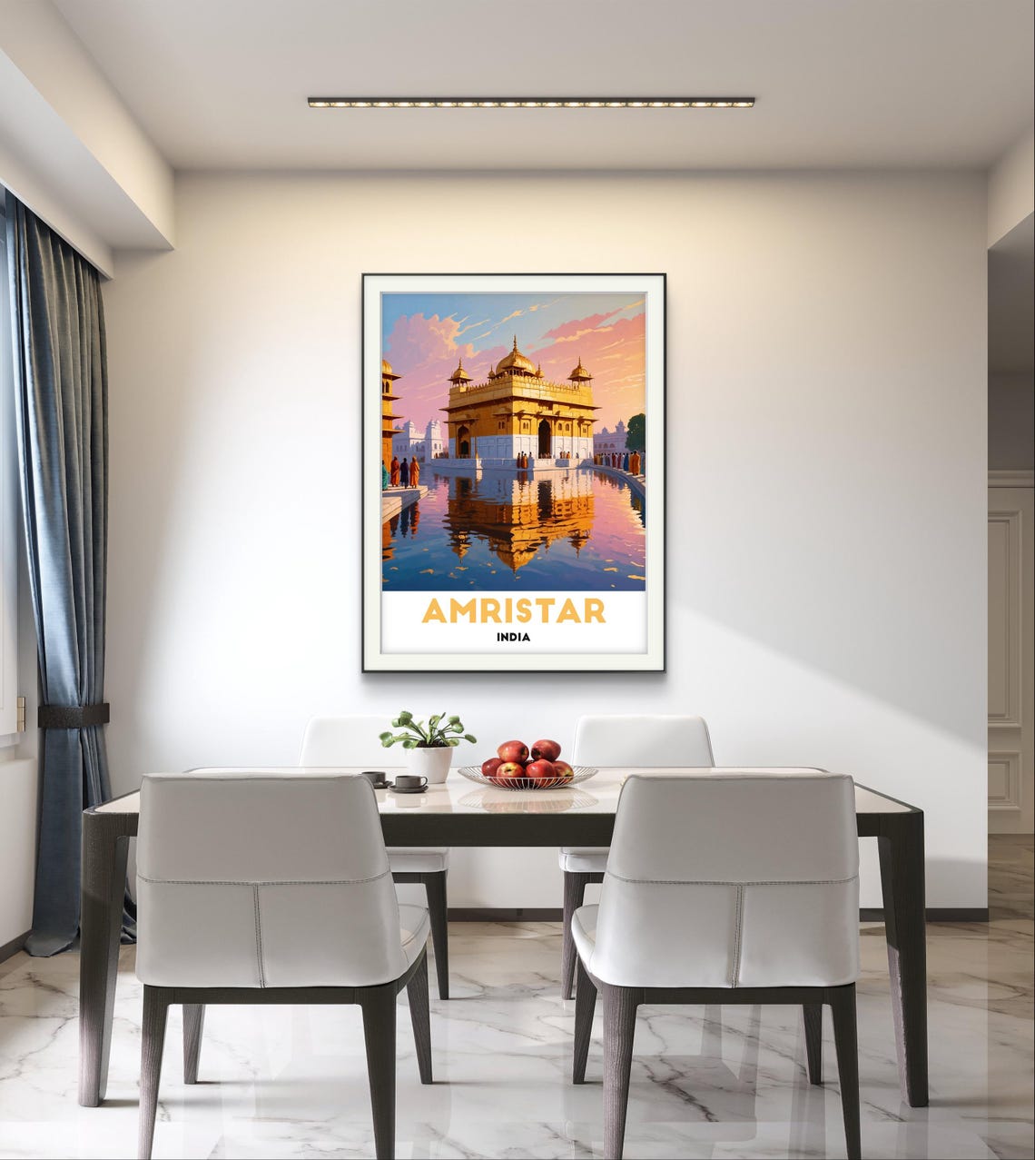 Amritsar India Golden Temple At Sunset With Reflection Travel Poster - Image 2