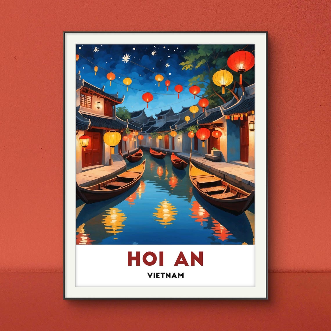 Hoi An Vietnam Night Lantern Canal Old Town Waterway Travel Poster - Image 3