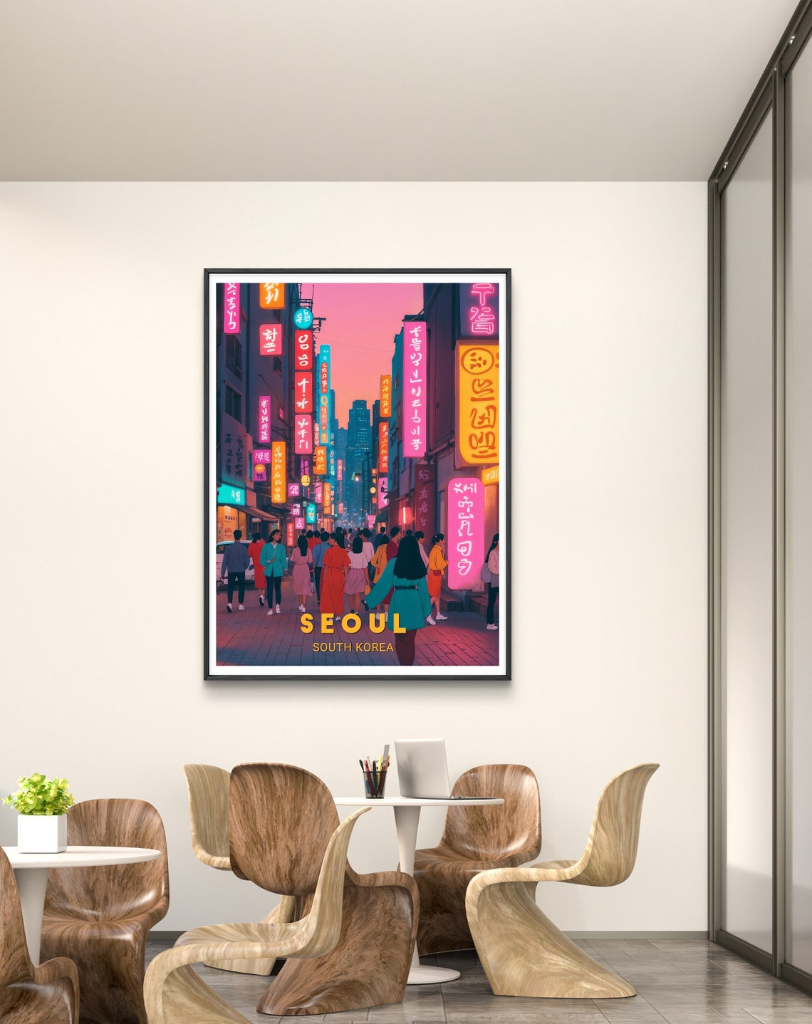 Seoul South Korea Neon Street Nightlife Cityscape Vivid Poster - Image 3