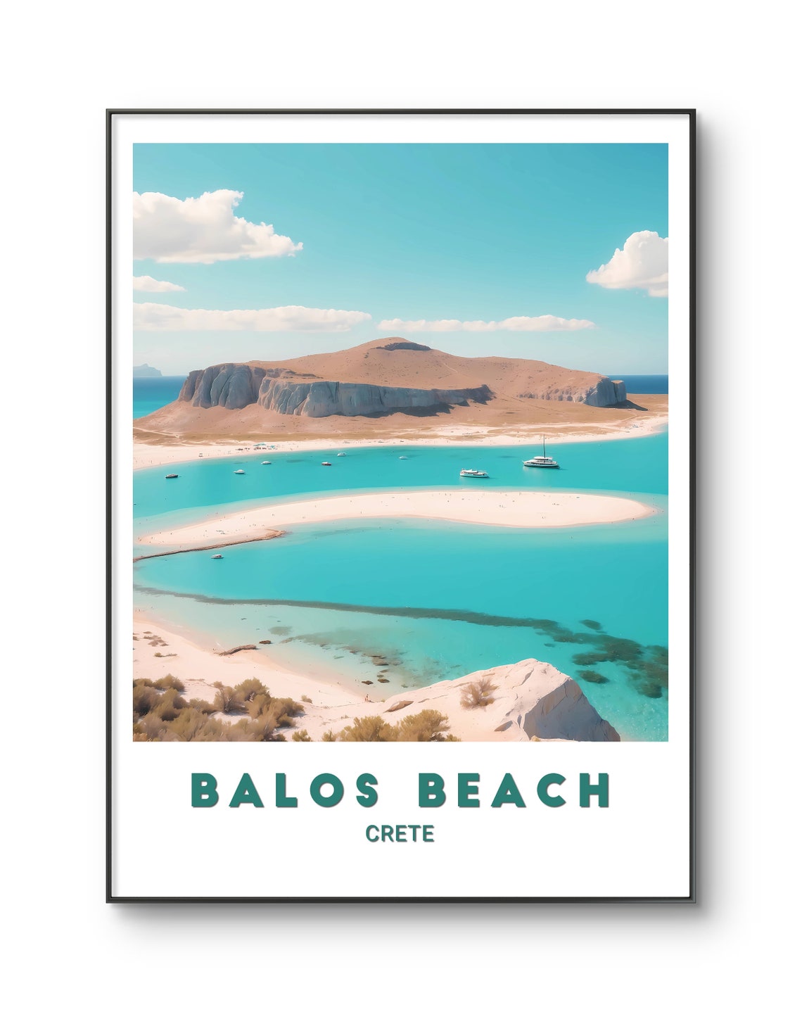 Balos Beach Crete Turquoise Lagoon Sandbar Greece Coast Poster - Image 3