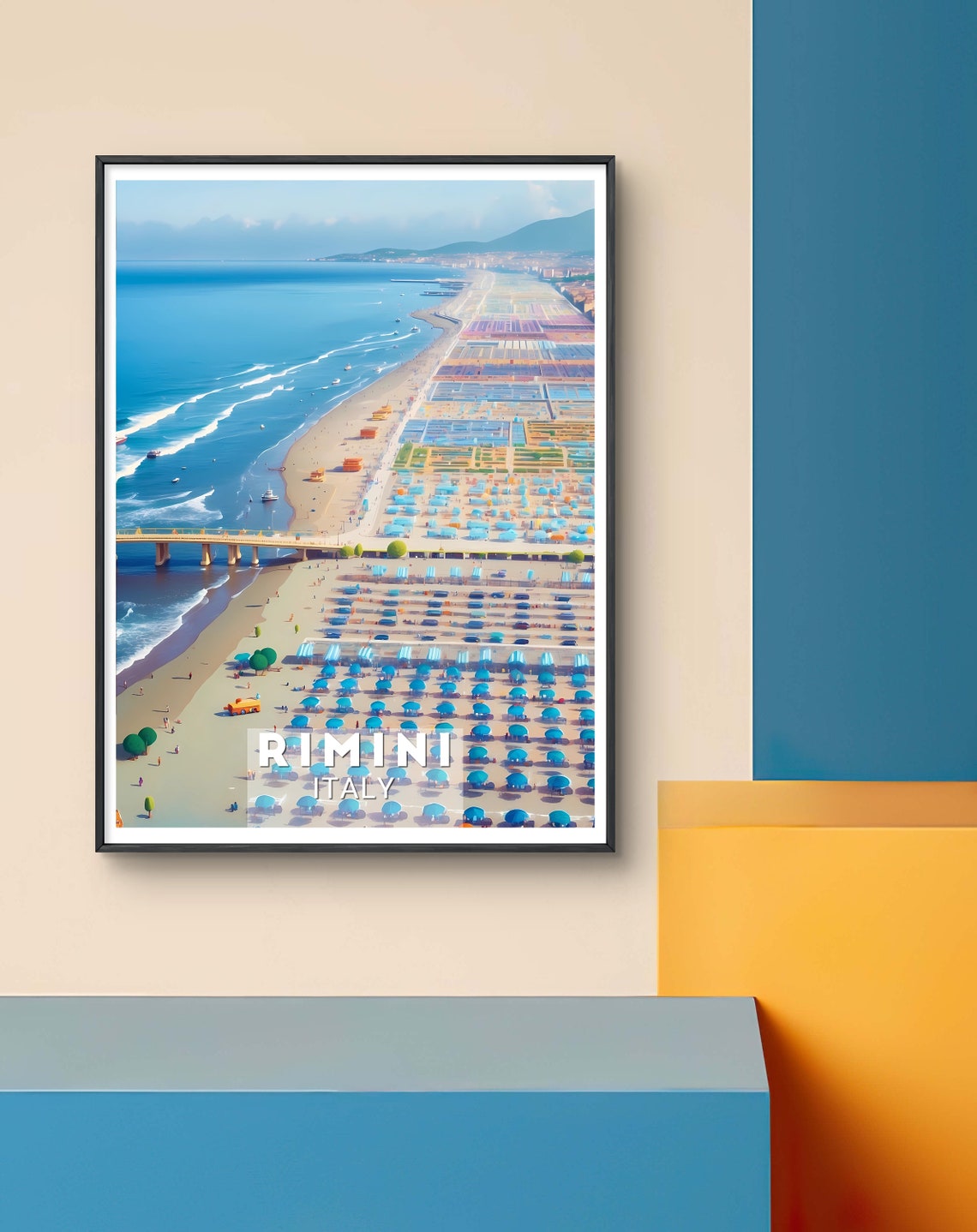 Rimini Italy Aerial Beach Umbrellas Adriatic Coast Summer Poster