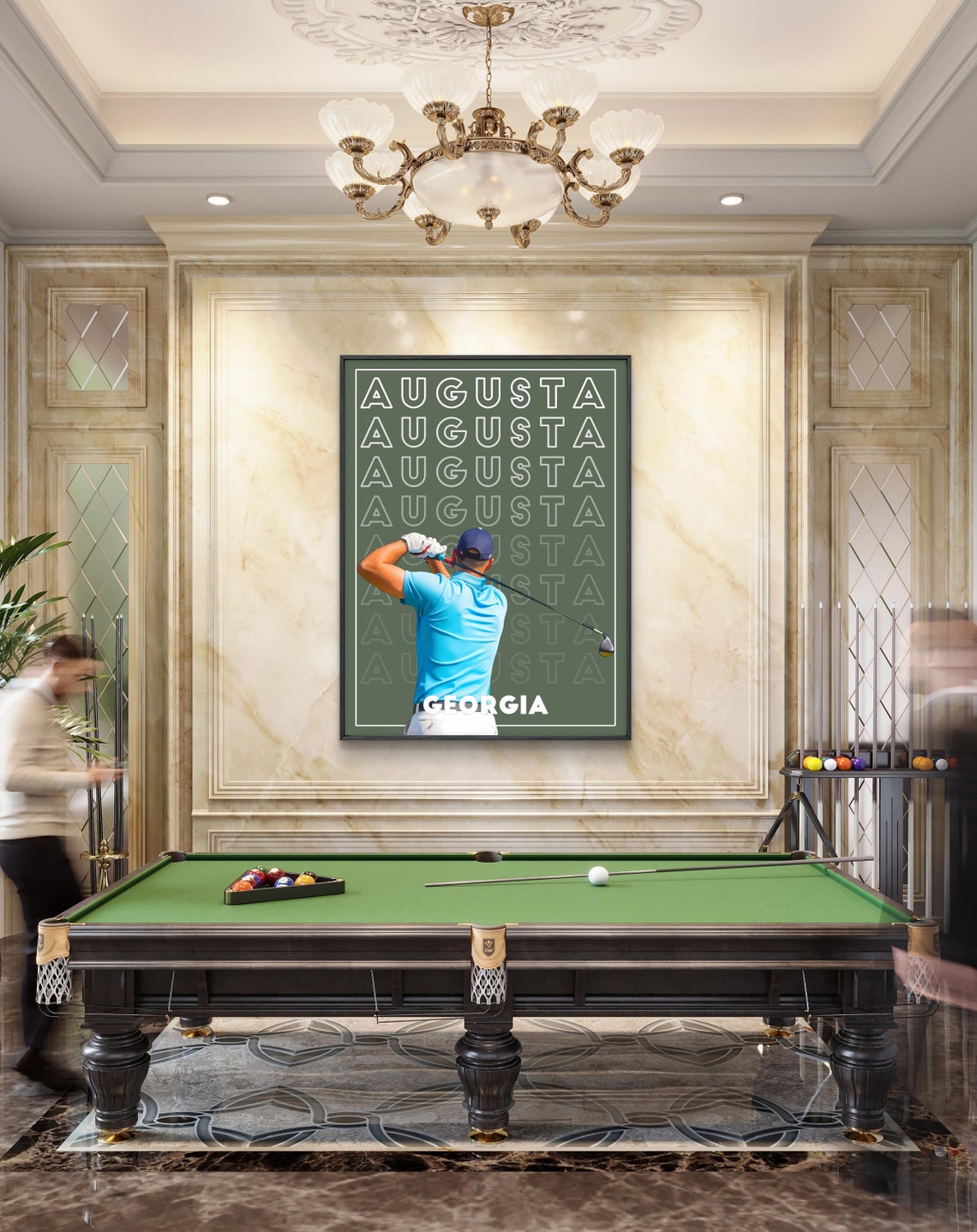 Augusta Georgia Golfer Mid Swing Vintage Golf Tournament Poster - Image 2