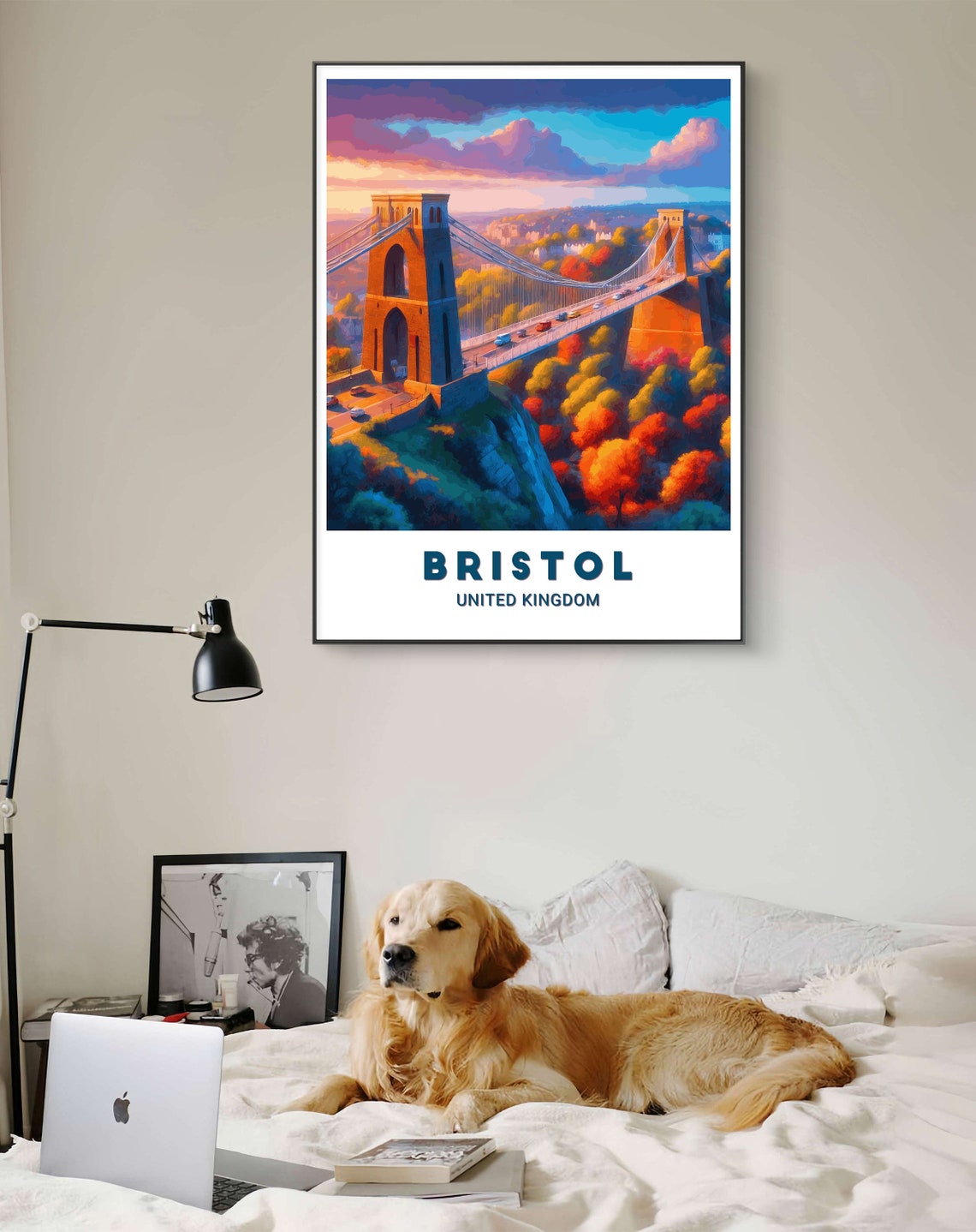 Bristol United Kingdom Clifton Suspension Bridge Sunset Poster - Image 2