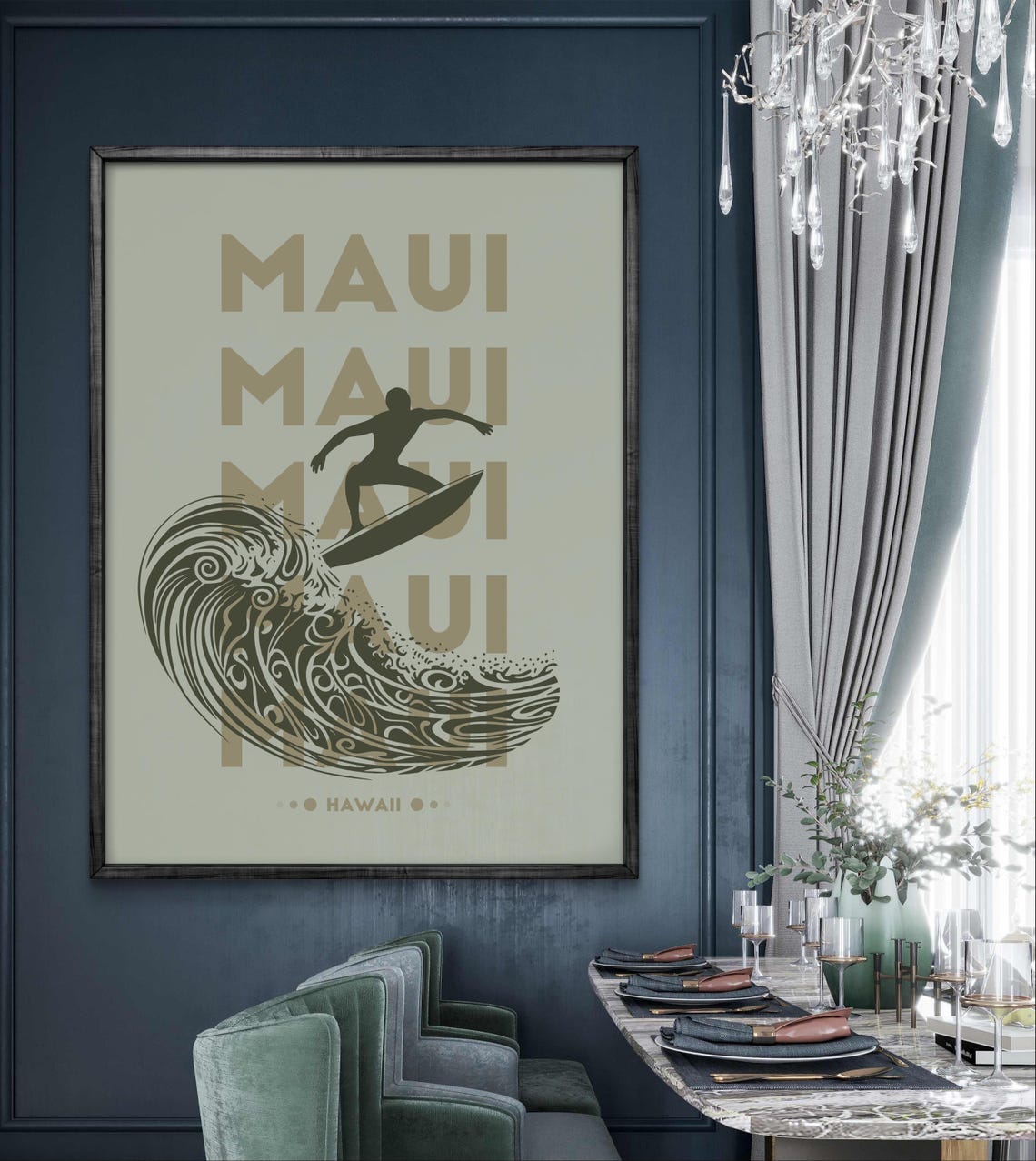 Maui Surfing Poster Minimalist Coastal Artwork For Beach Lovers And Adventure Seekers - Image 4