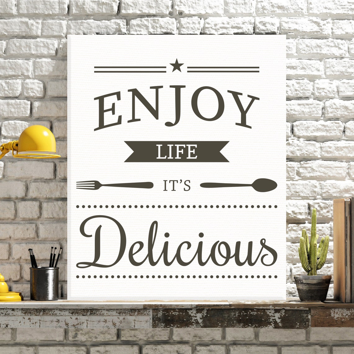 Enjoy Life Its Delicious Retro Style Kitchen Dining Room Poster