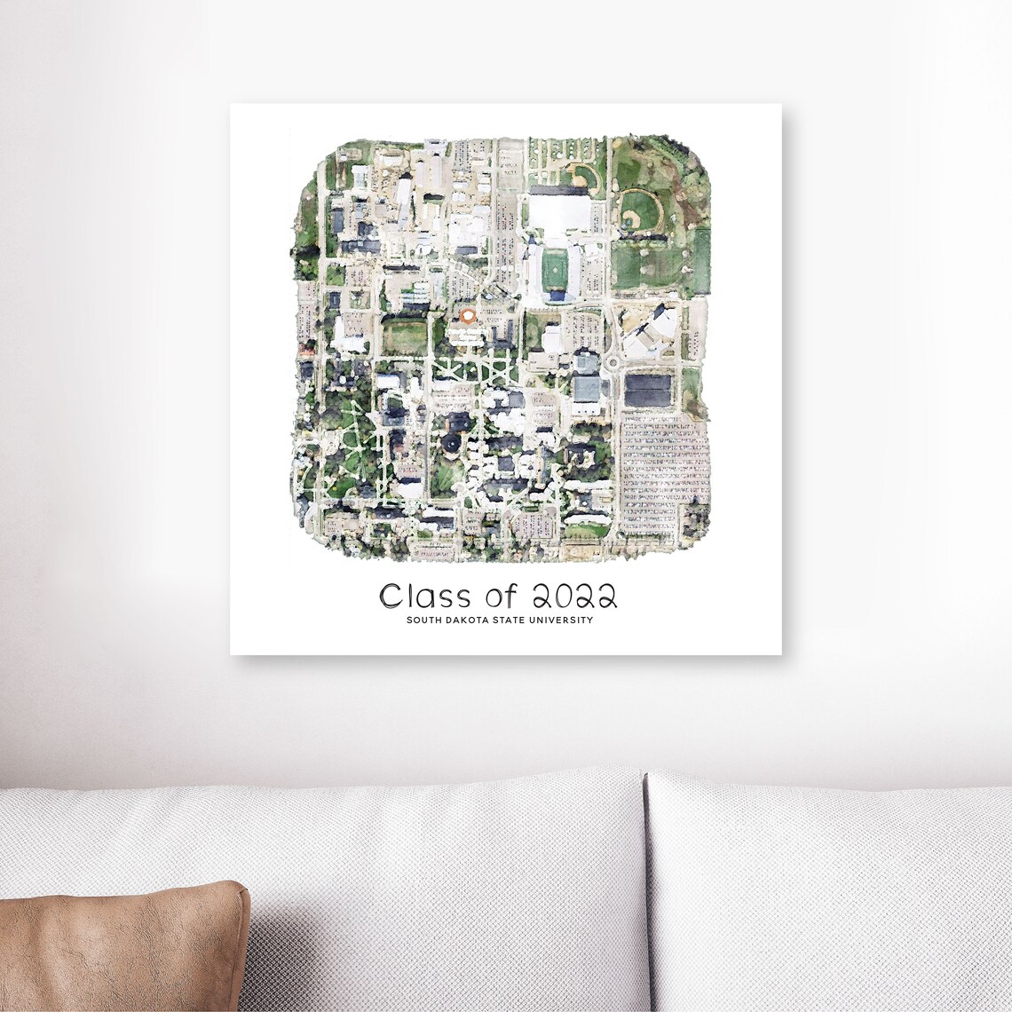 College Campus Watercolor Portrait, Graduation Gift Print - Image 3