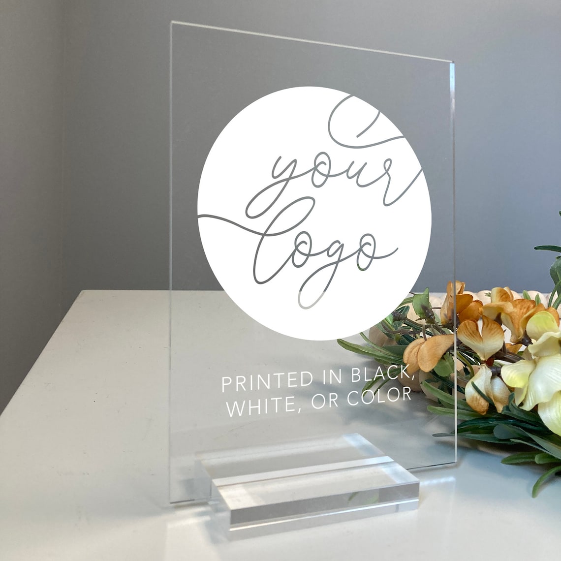 Your Own Logo On Clear Acrylic Plaque Custom Small Business Print