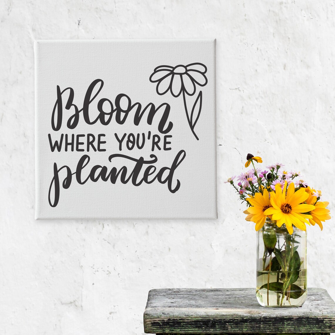 Bloom Where You Are Planted Daisy Inspirational Quote Wood Frame Poster - Image 3