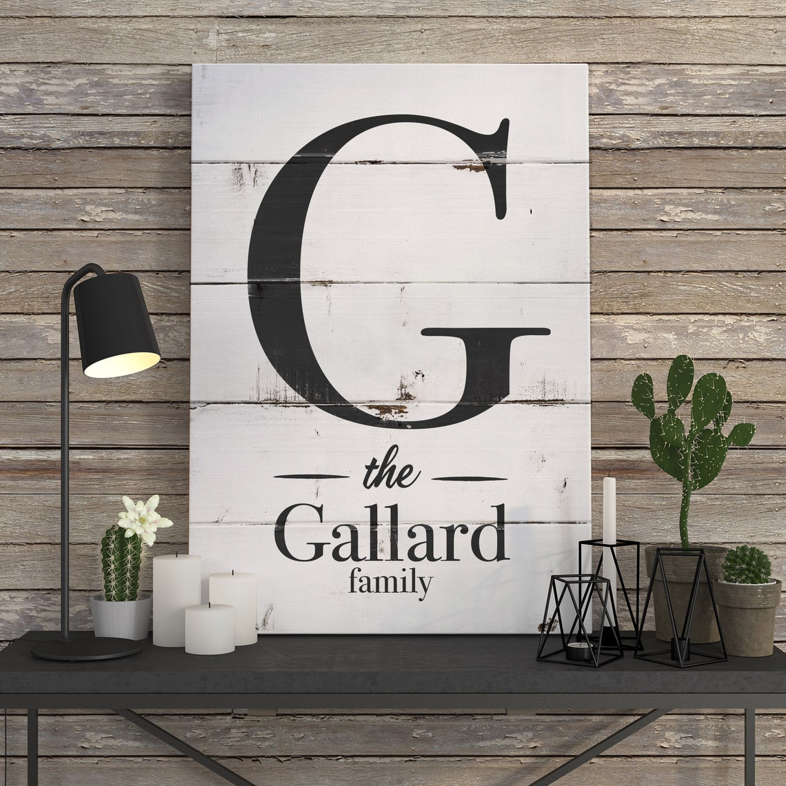 Custom Family Name Initial Sign Rustic Farmhouse Wall Art Decor - Image 3