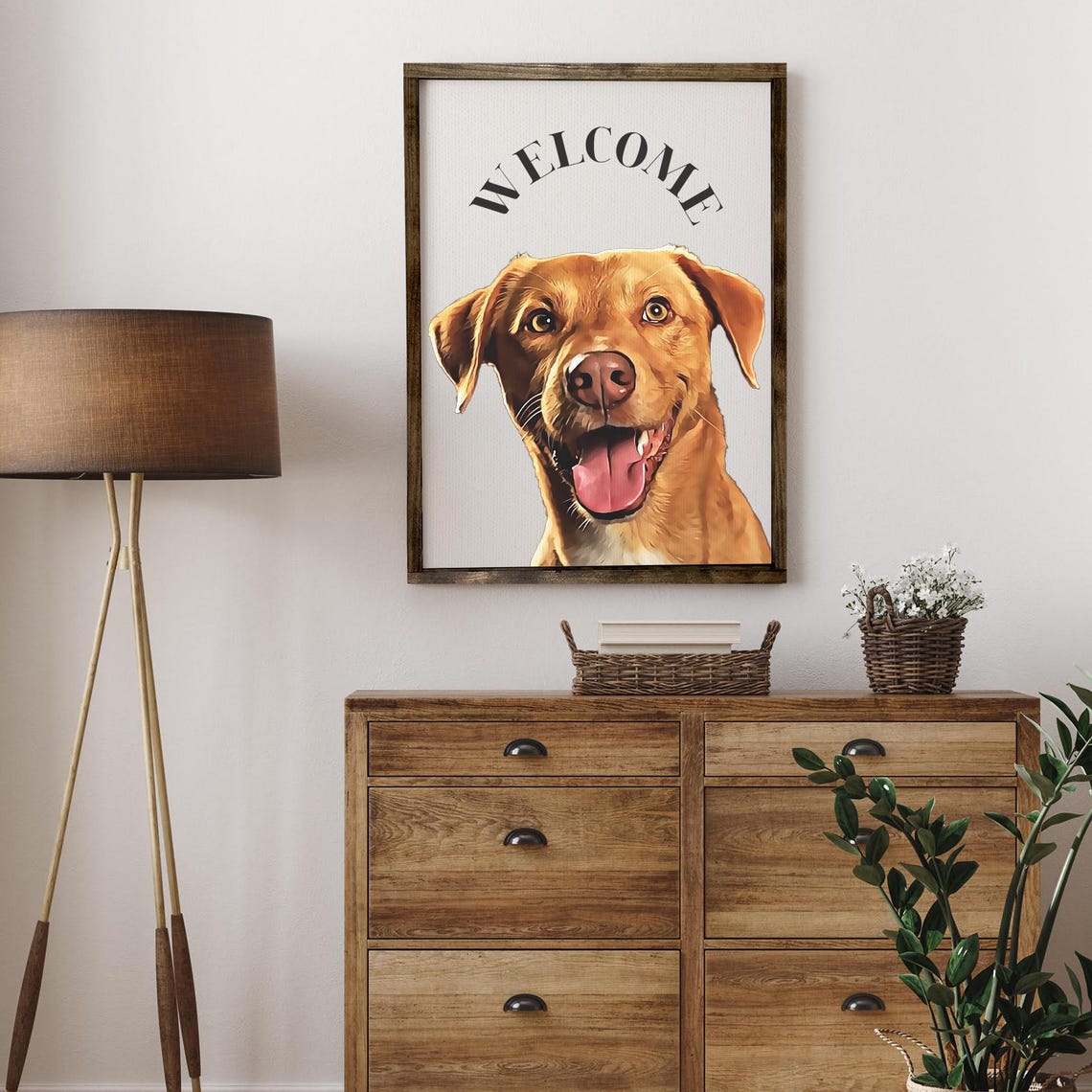 Welcome Sign With Your Pets Photo Print On Funny Dog Print Dog Wall Art Dog Person Gift Gifts For Pet Parents Pet Wall Decor