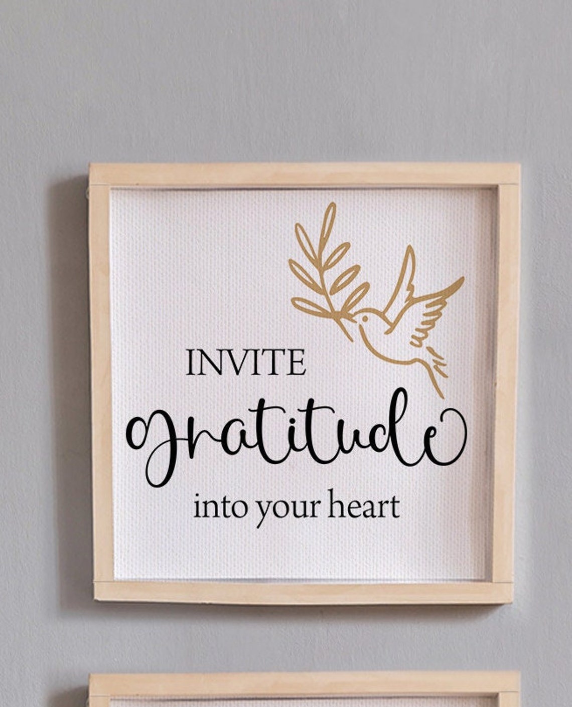 Invite Gratitude Into Your Heart Dove And Olive Branch Wall Art - Image 2