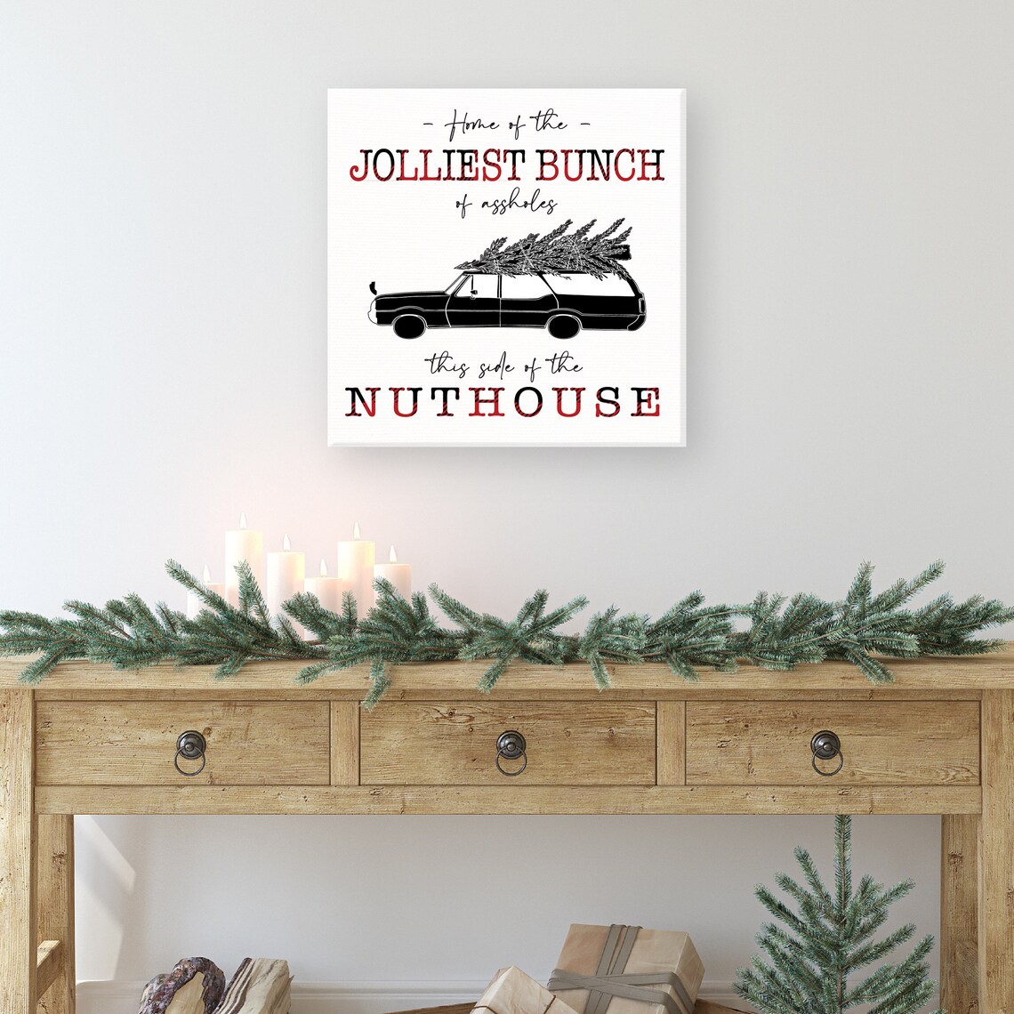 The Jolliest Bunch Of Assholes National Lampoon Christmas Vacation Quotes Framed Farmhouse Signs Funny Christmas Decor - Image 2