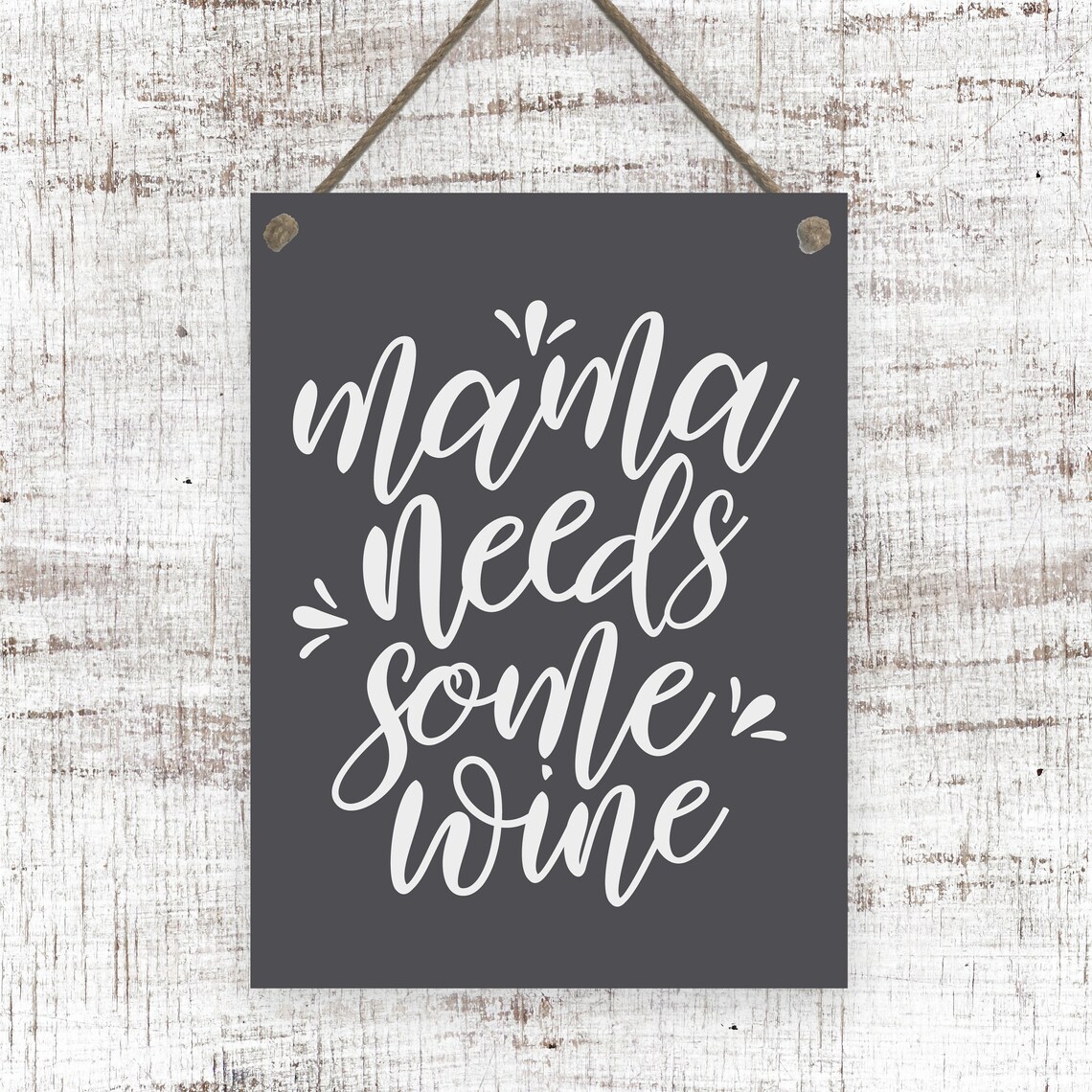 Mama Needs Some Wine Funny Hand Lettered Farmhouse Quote Poster - Image 2
