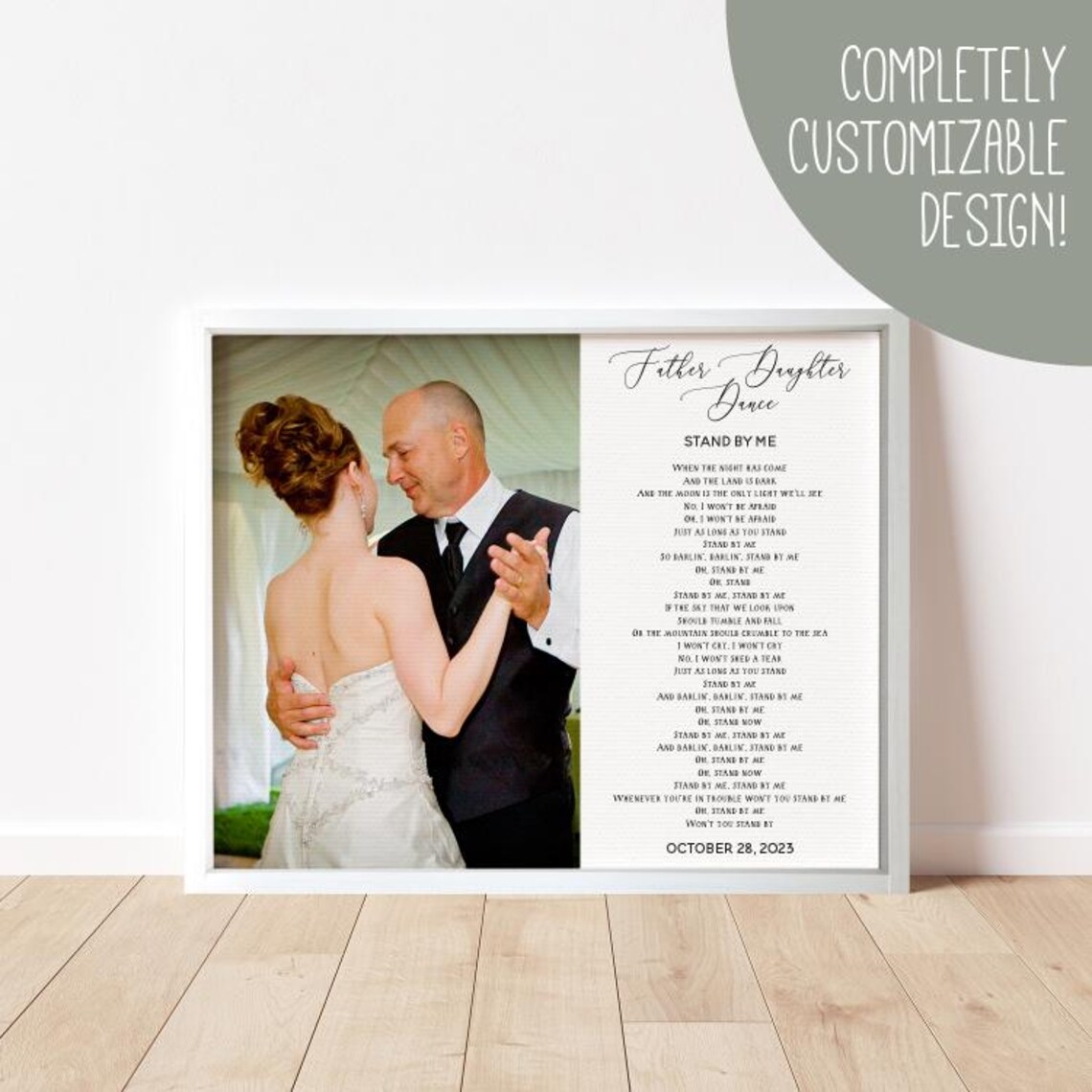 Father Daughter Dance Song Lyrics Poster Custom Wedding Photo Keepsake