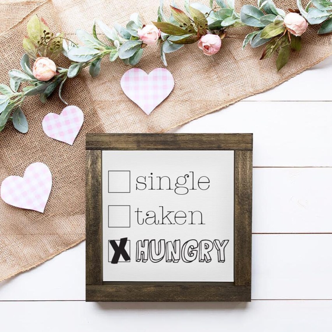 Single Taken Hungry Checkbox Funny Kitchen Foodie Humor Wall Art - Image 3